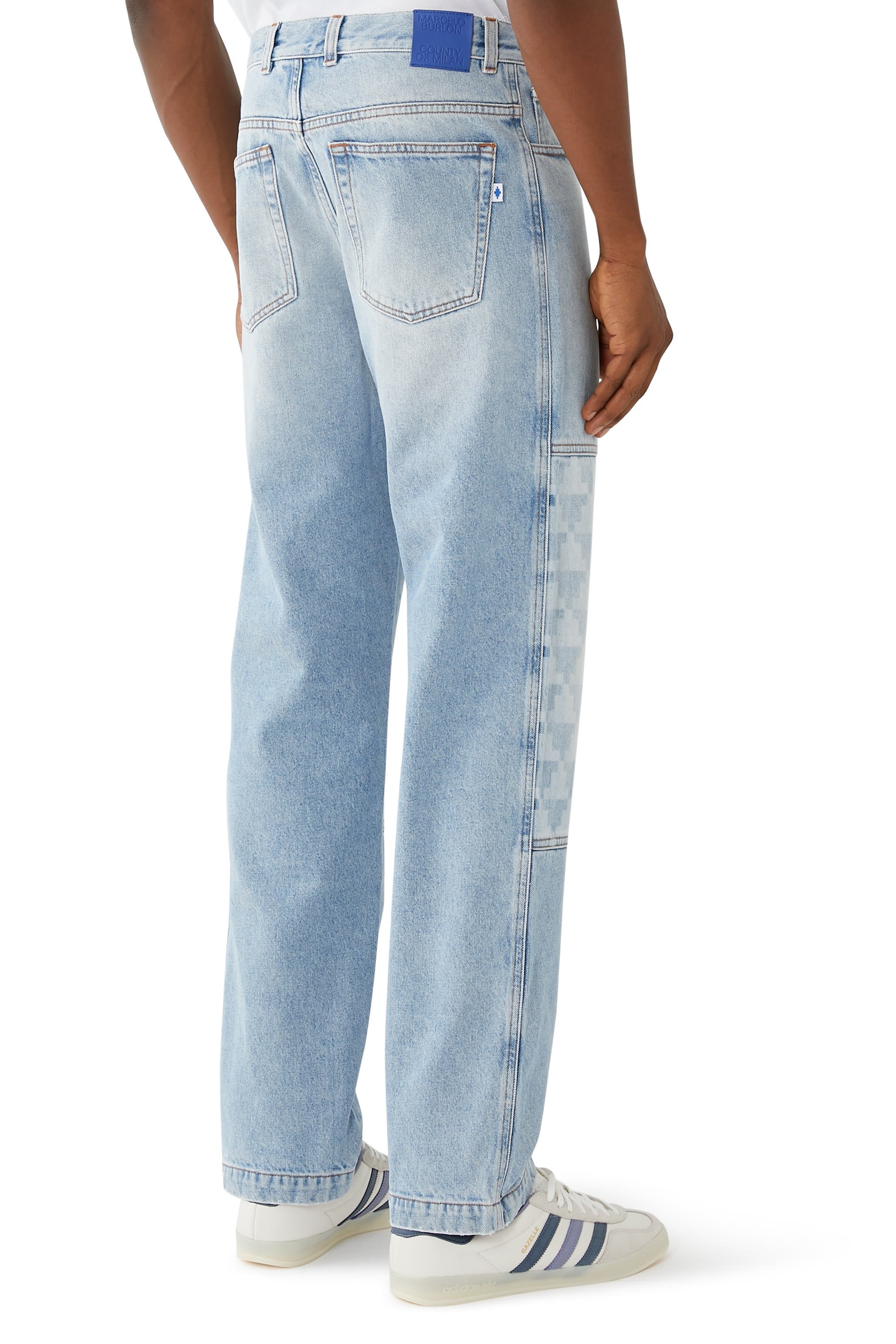 Laser Cross Denim Straight Pants