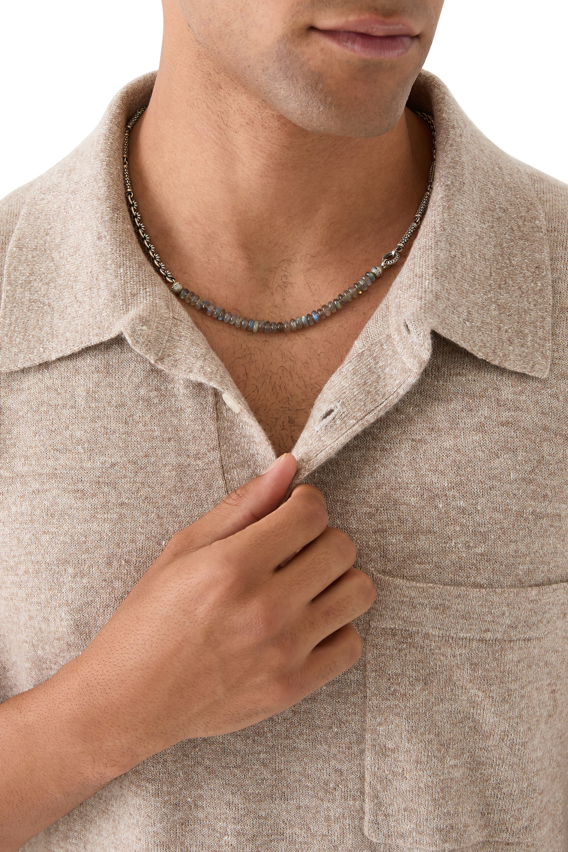 Wrap-Around Beaded Convertible Necklace, Sterling Silver & Labradorite