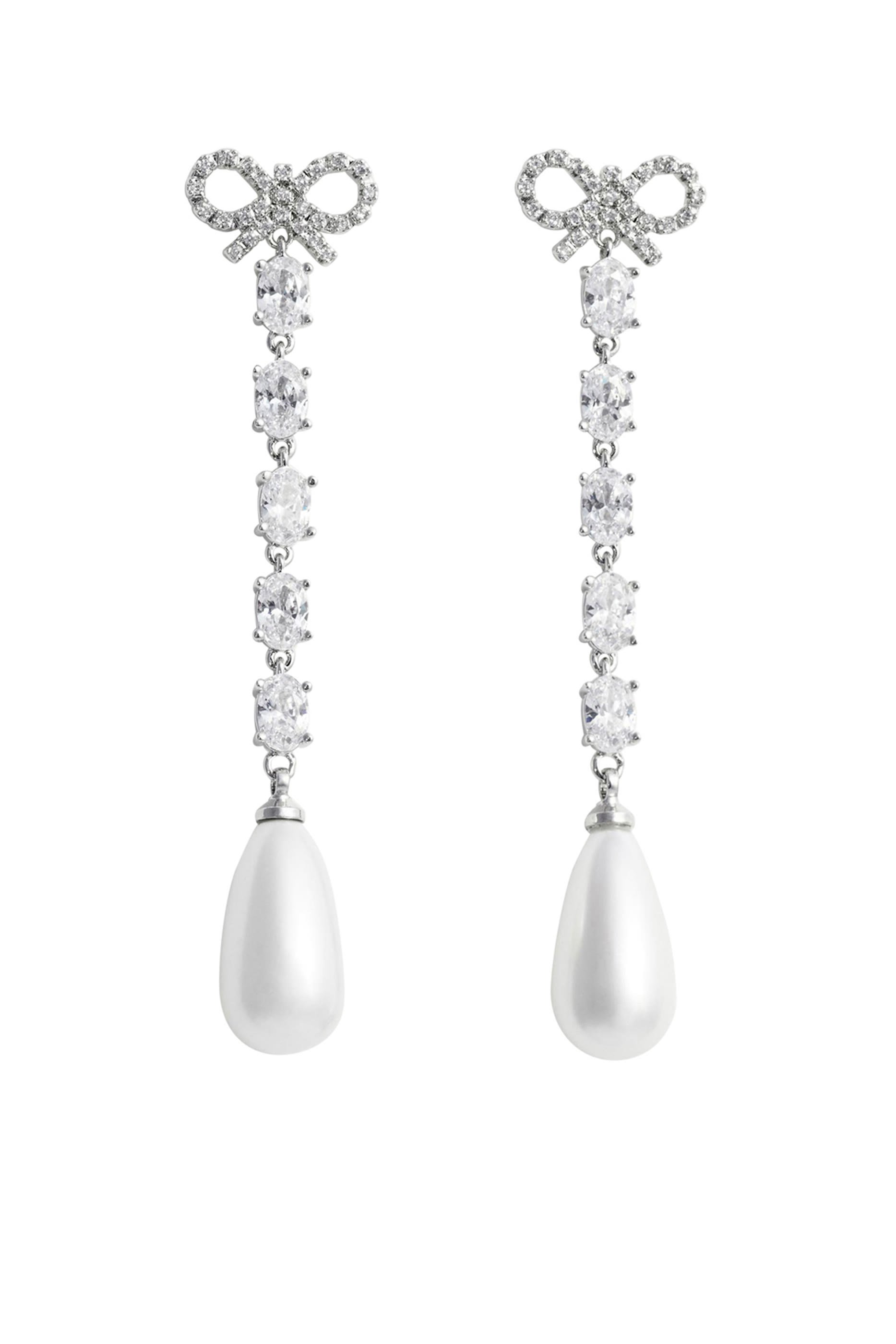 Bow Pearl Droplet Earrings