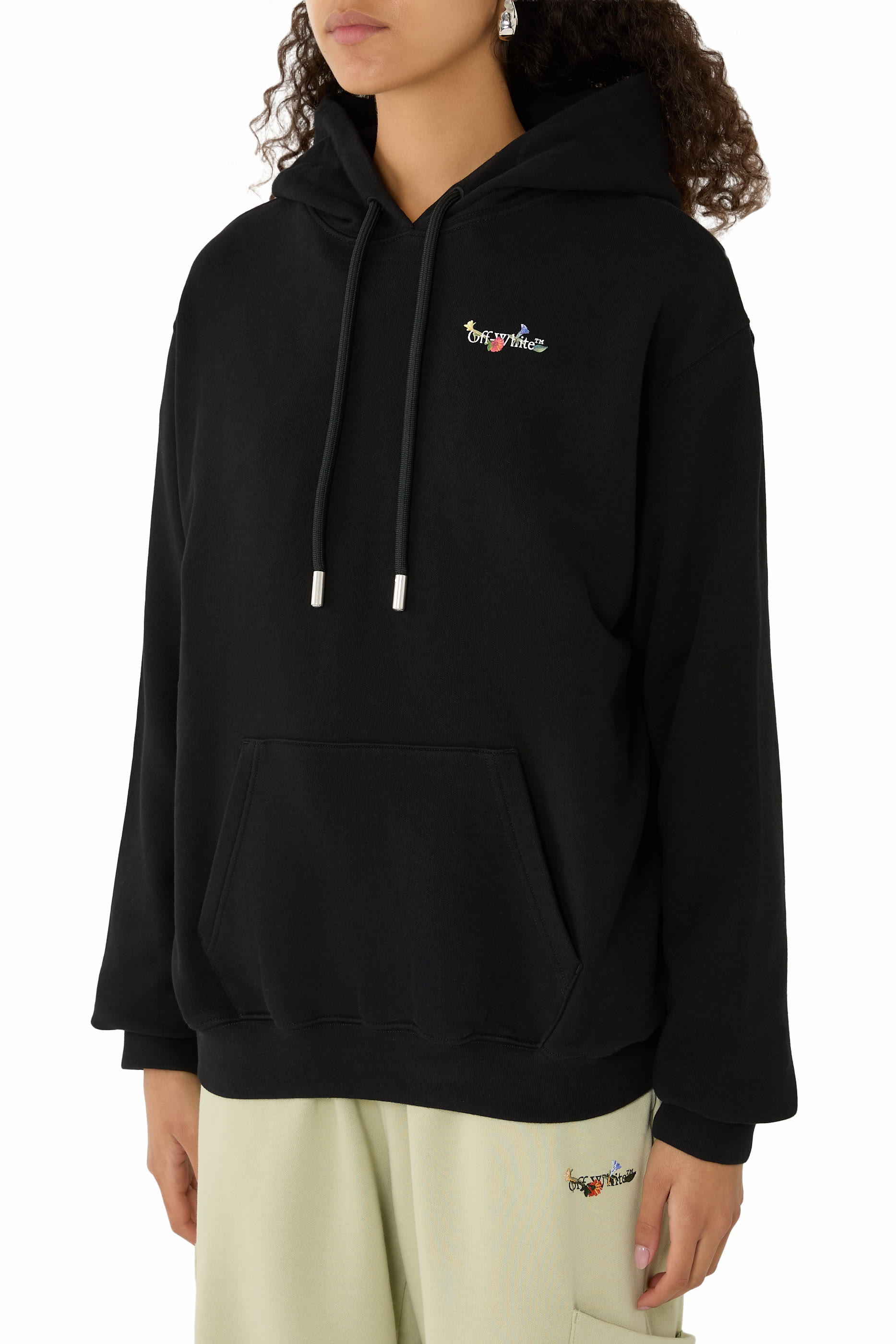 Arrow Glass Flower Pocket Hoodie 