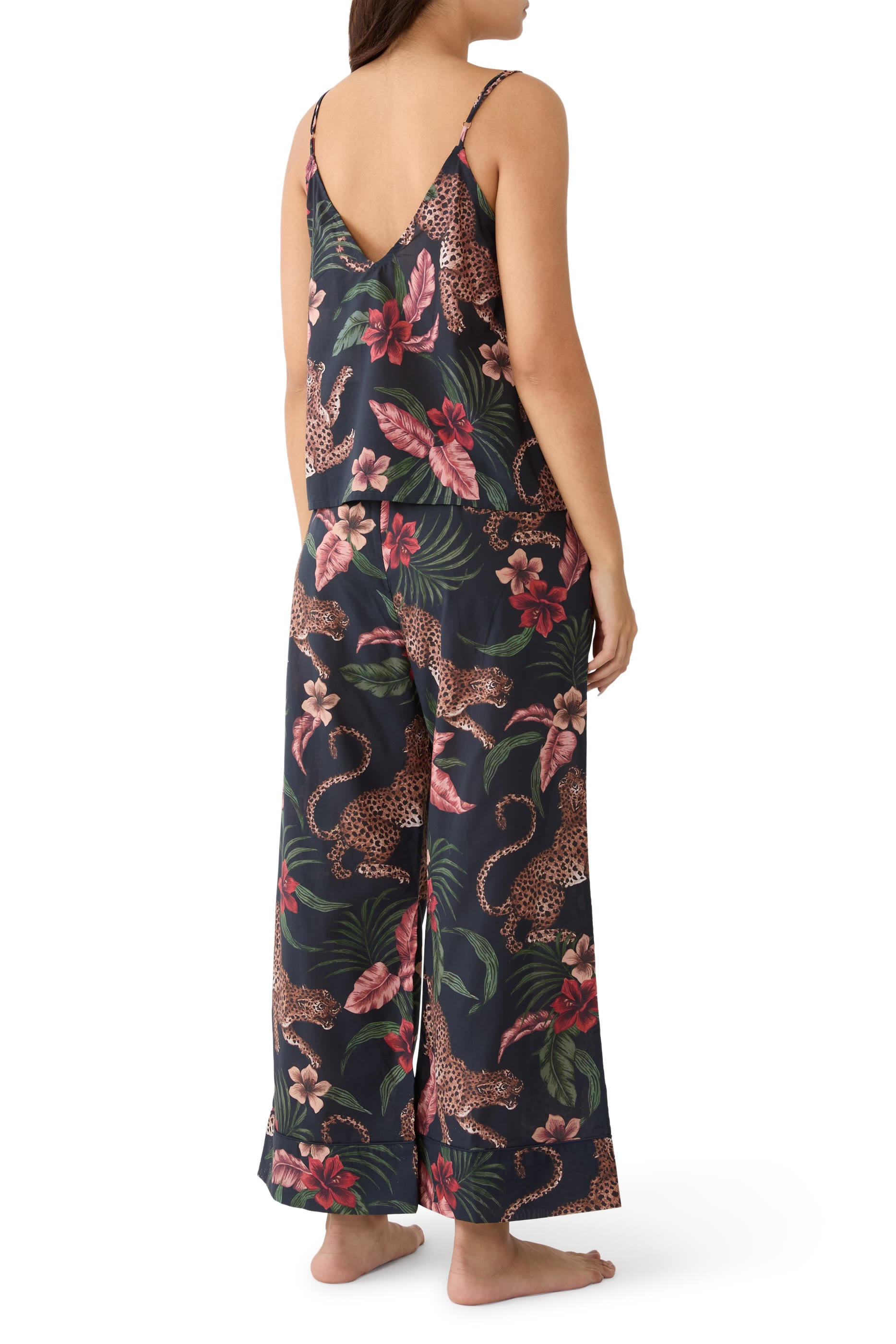 Leopard Cami Top and Wide-Leg Trousers Set