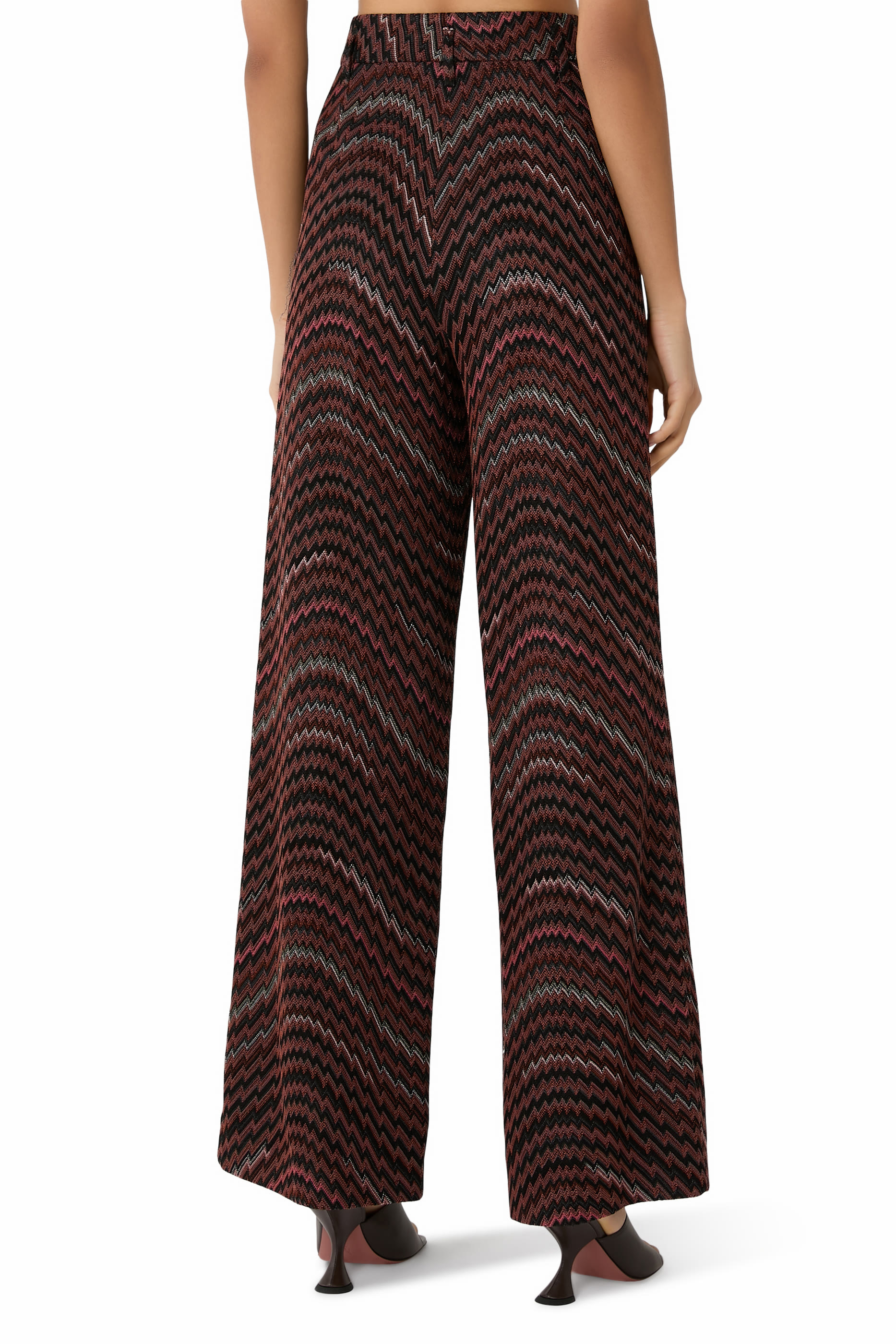Chevron Knit Wide-Leg Pants