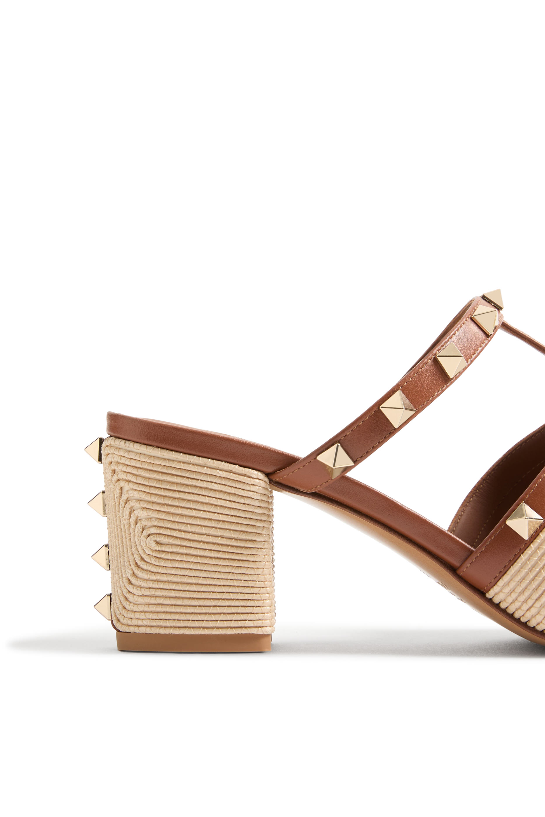 Rockstud 60 Slide Sandals in Calfskin with Cornely Embroidery