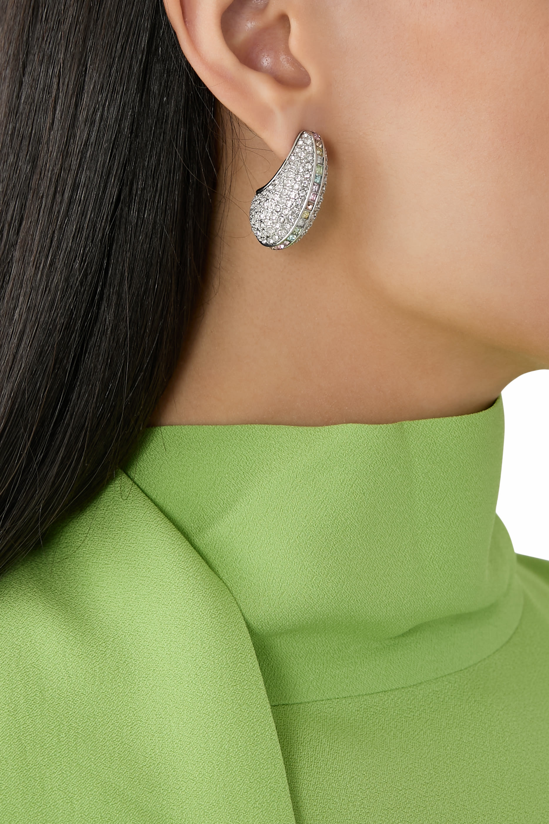 Pav&eacute; Rainbow Earrings, Metal & Crystals