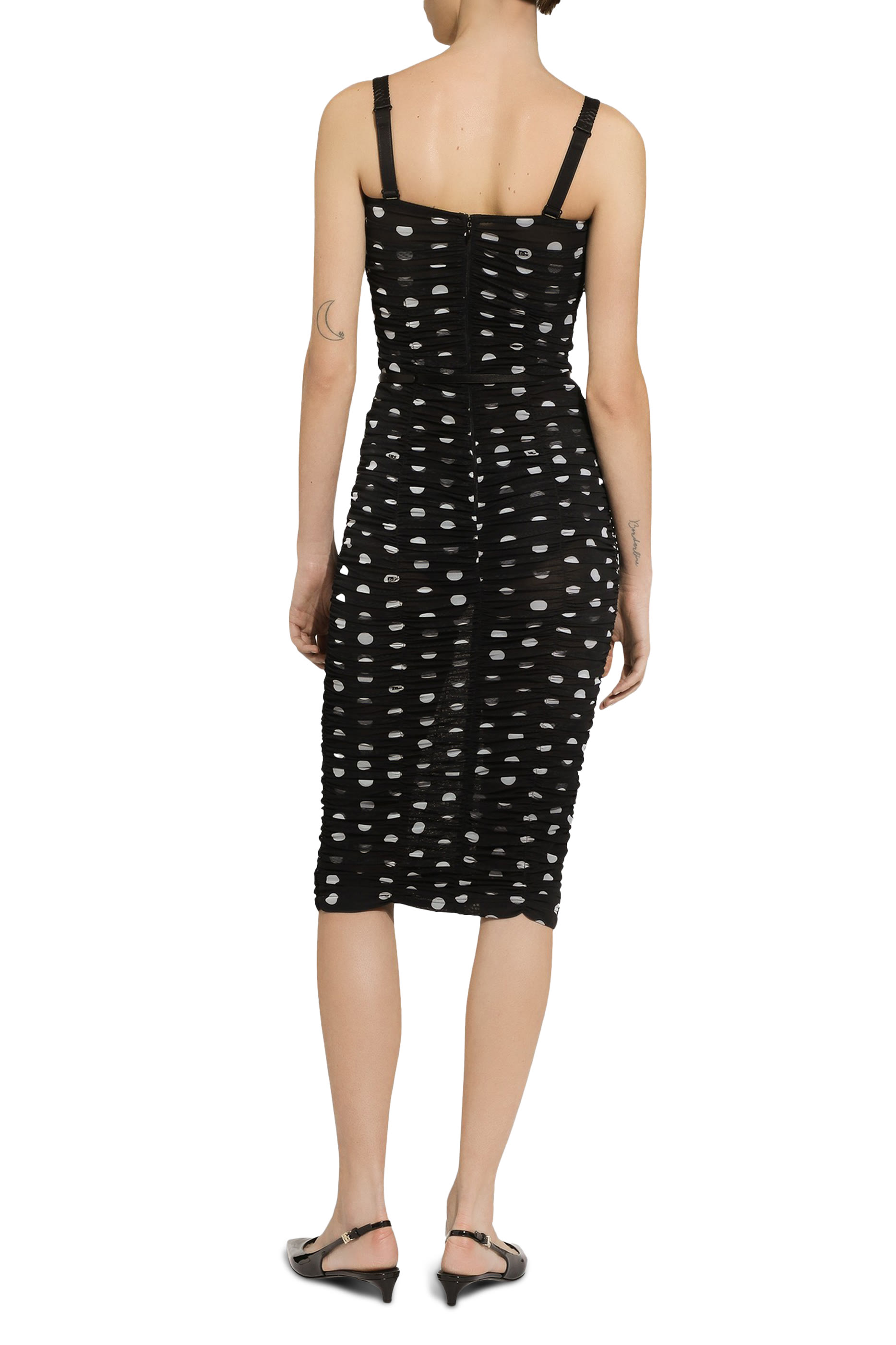Polka-Dot Tulle Calf-Length Sheath Dress