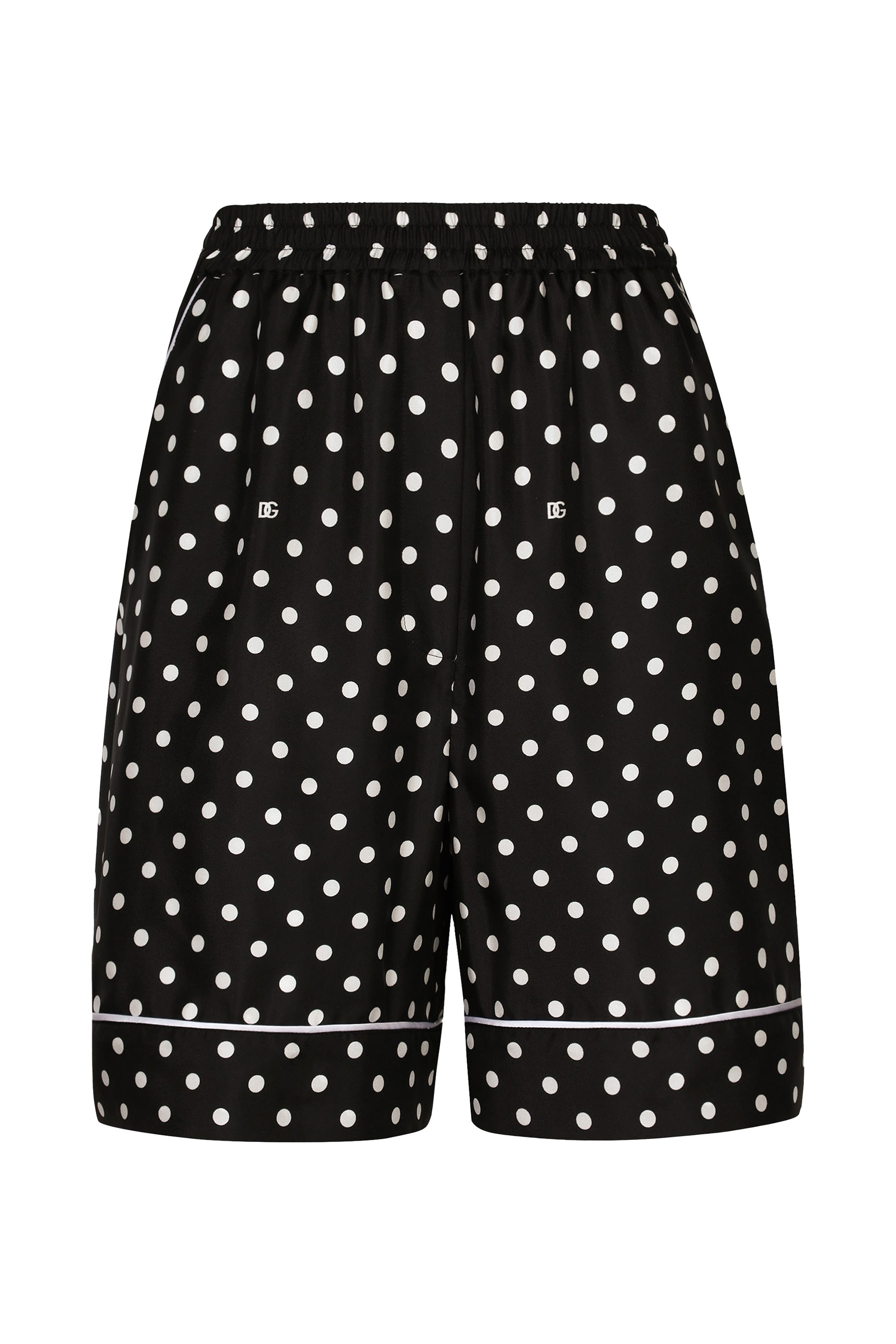 Polka-Dot Print Silk Pajama Shorts