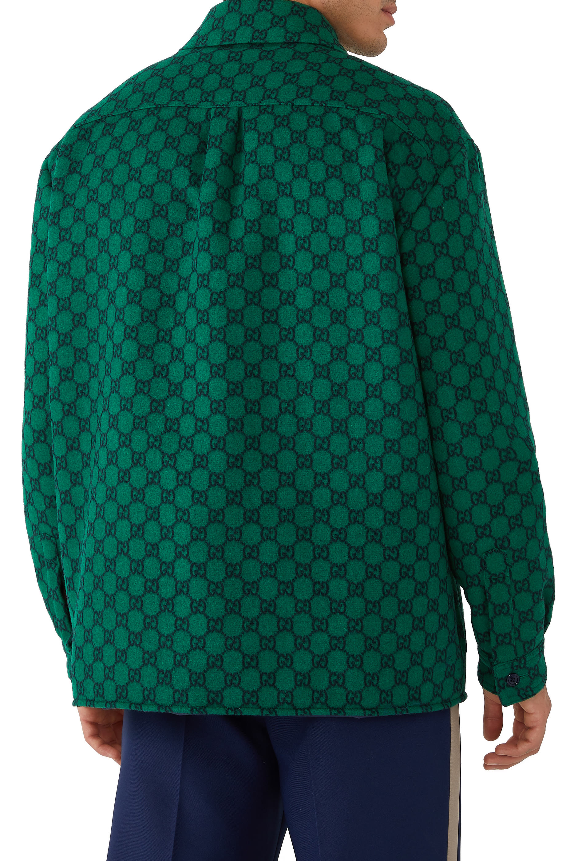 GG Wool Flannel Padded Overshirt