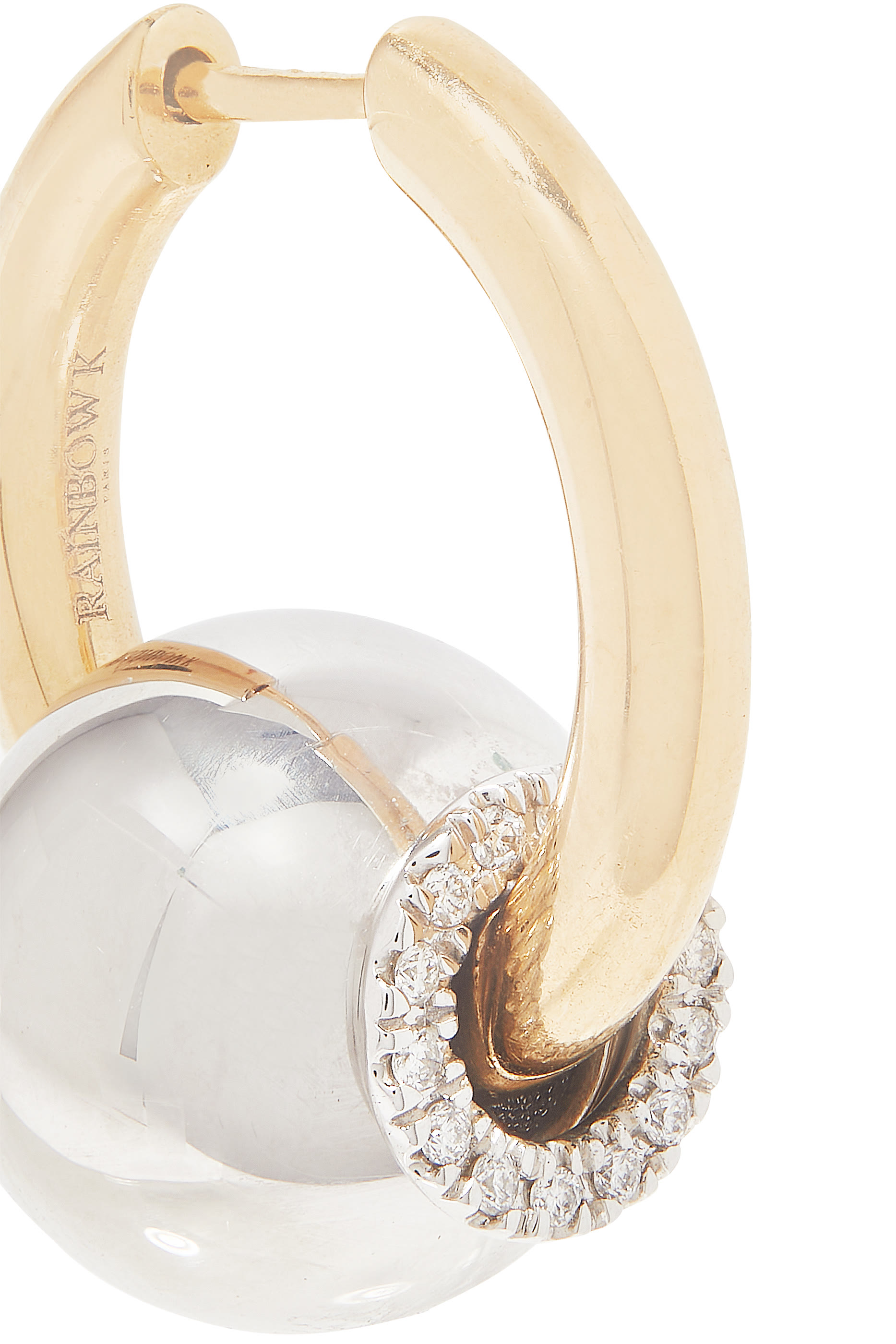 Single Hoop Earring, 14k Mixed Gold & Diamonds