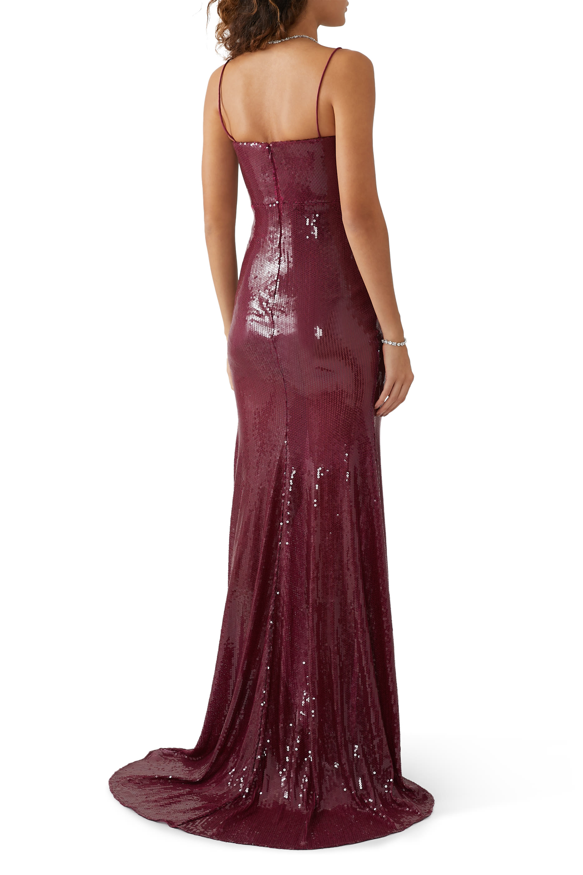 Draped Longline Corset Gown in Sequin