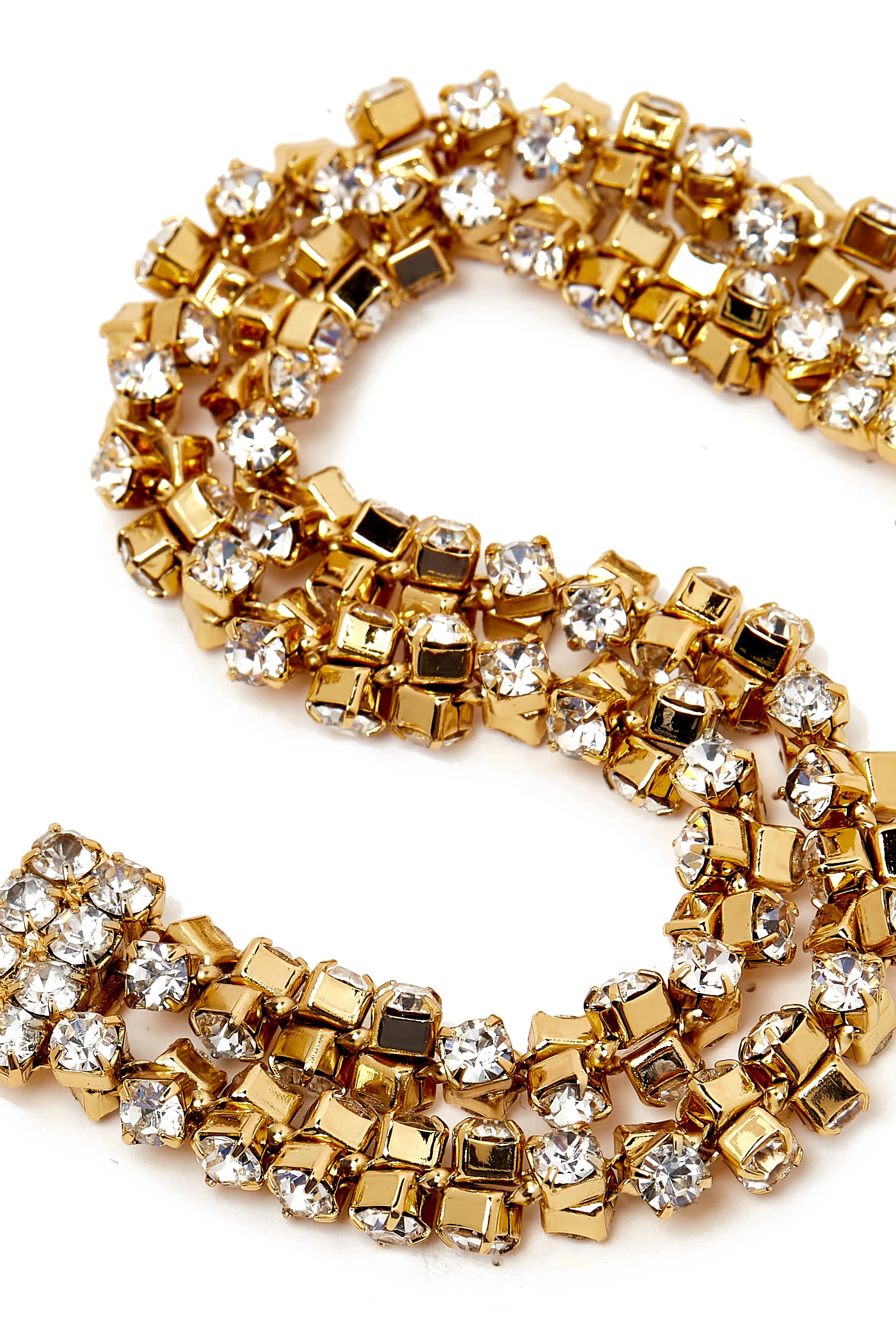 Chain Bracelet, Gold Plated Metal and Crystal