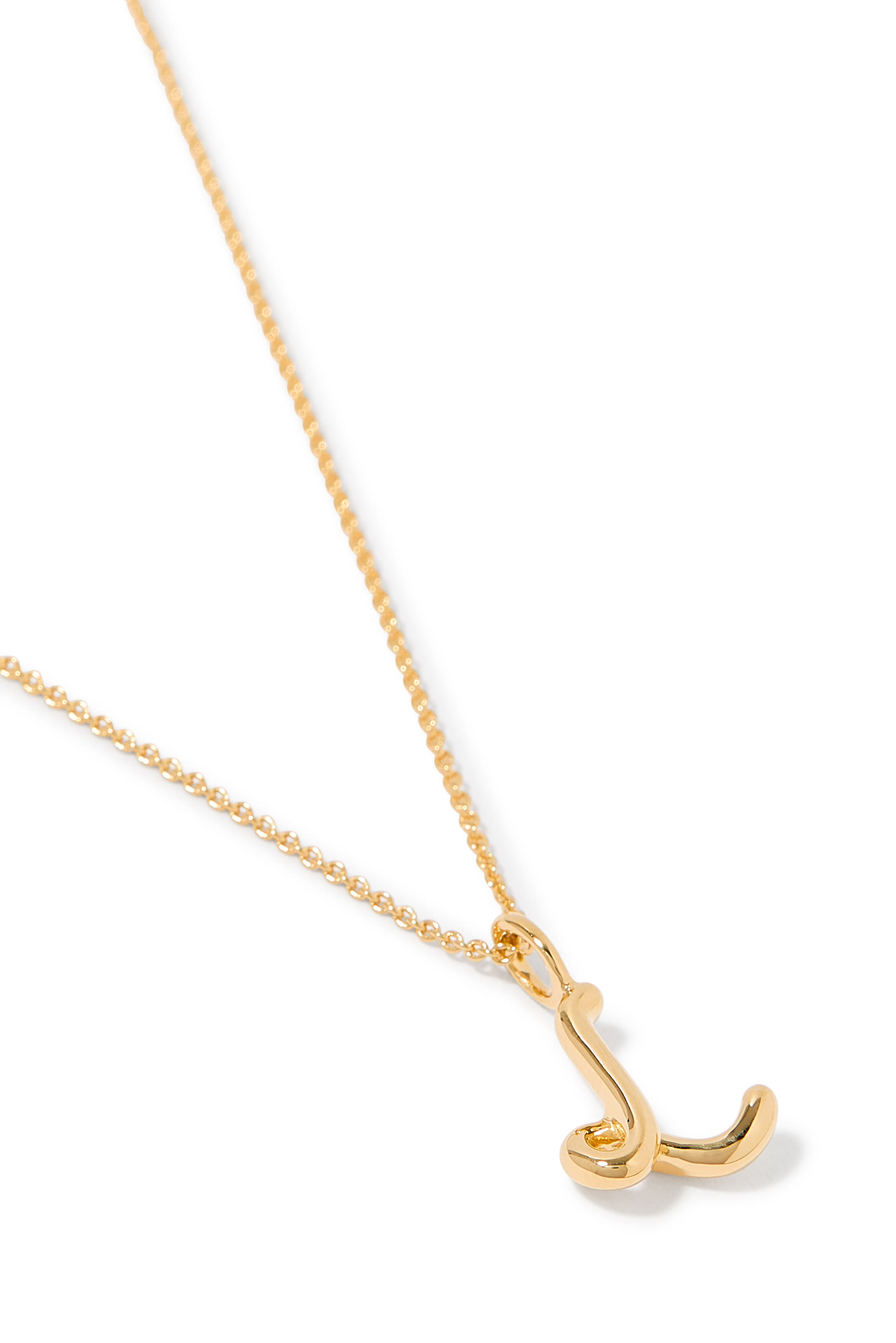 Curly Molten Mini Initial Necklace - L, 18k Recycled Gold Vermeil on Recycled Sterling Silver