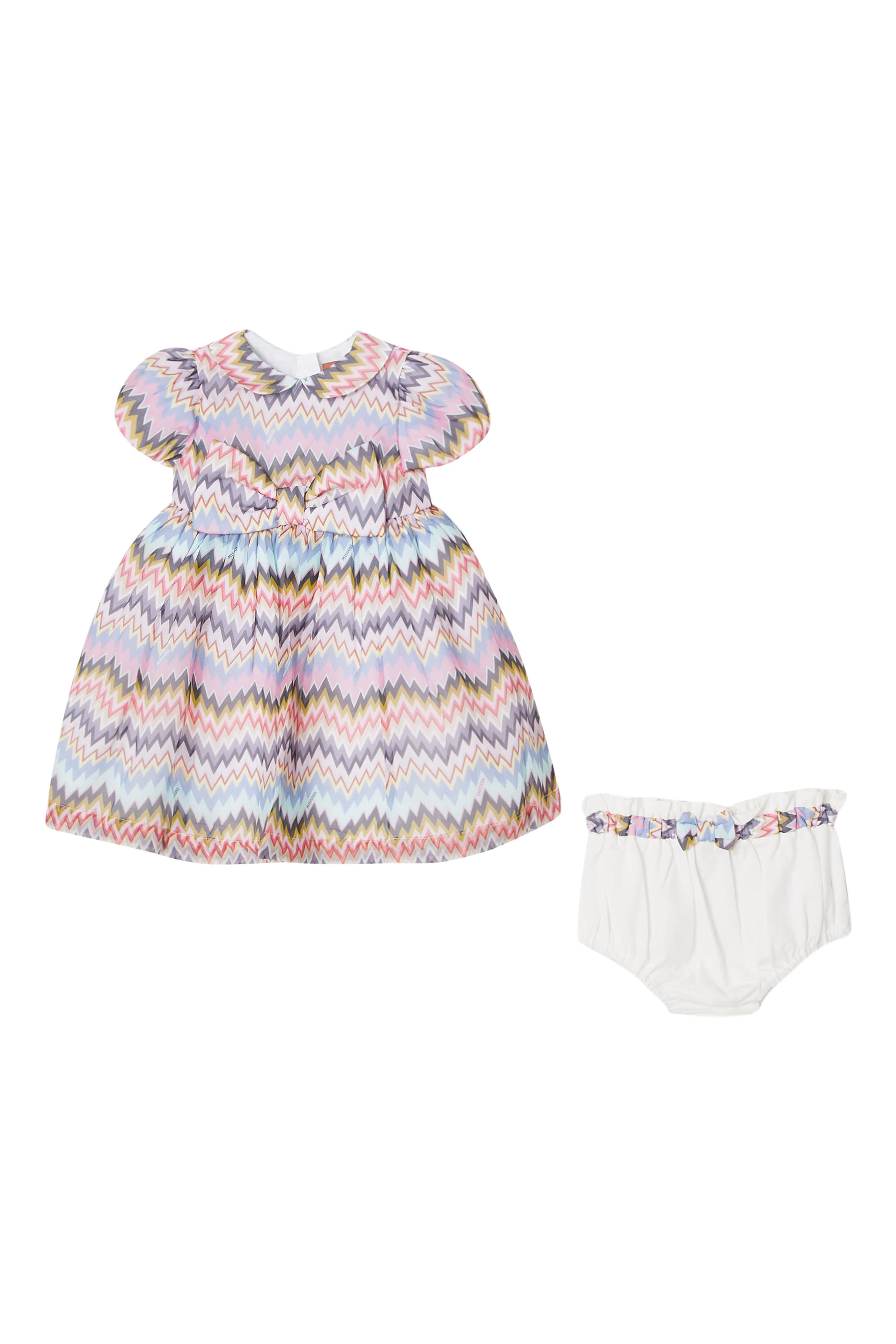 Kids Zigzag Print Tie Dress Set
