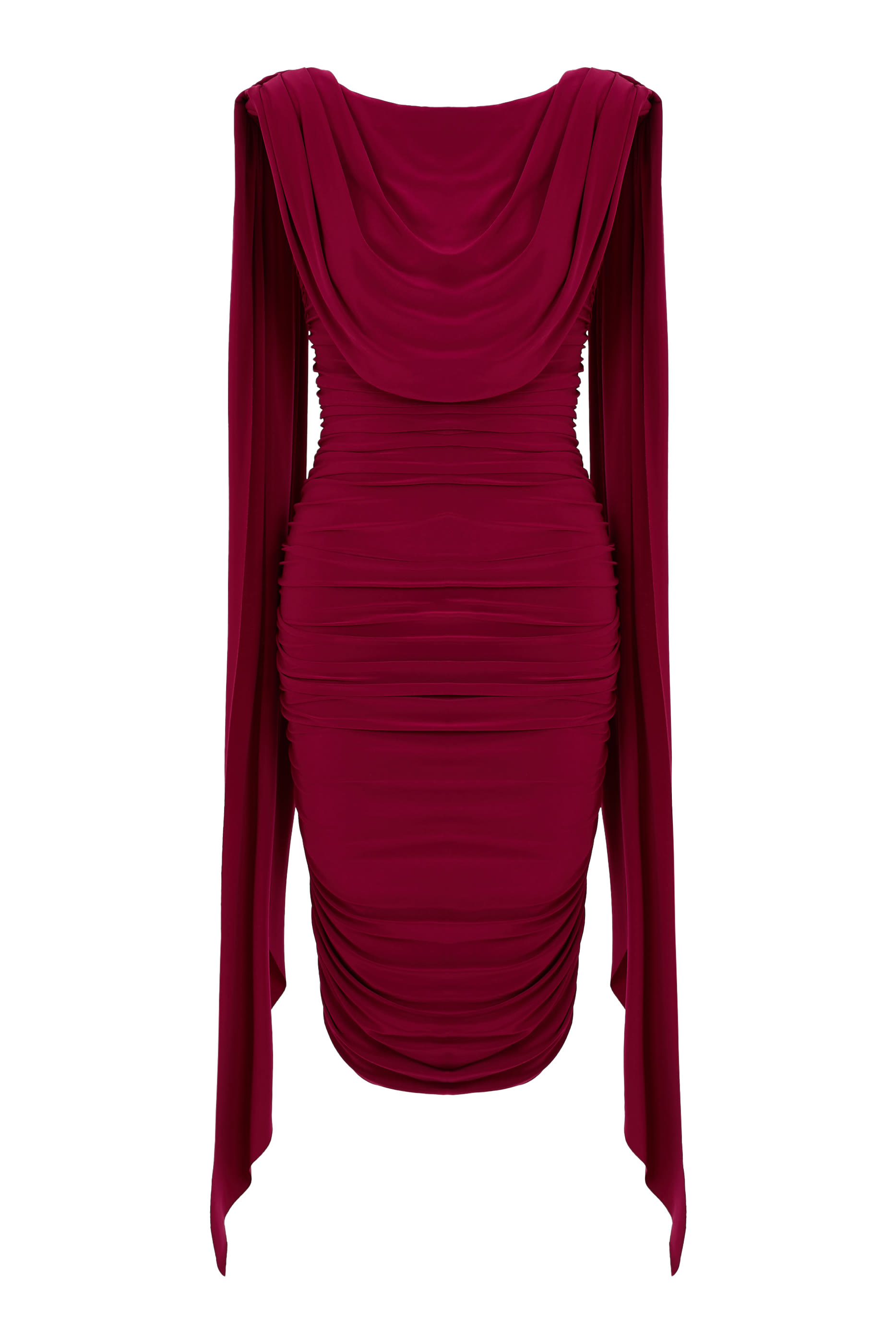  Wanderer Crew-Neck Midi Dress with Draped and Ruched Detailing