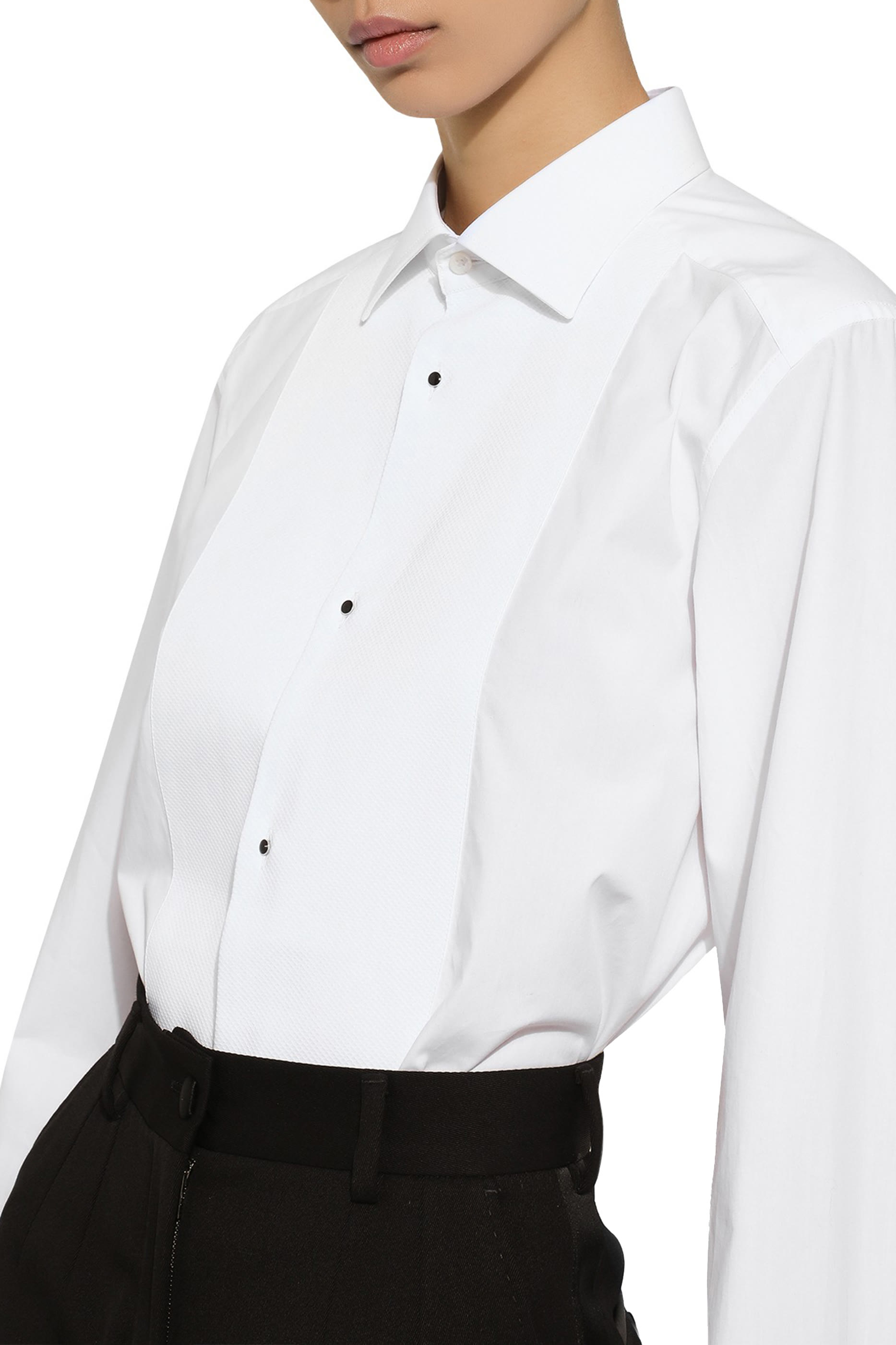 Cotton Tuxedo Shirt with Piqu&eacute; Shirt Front