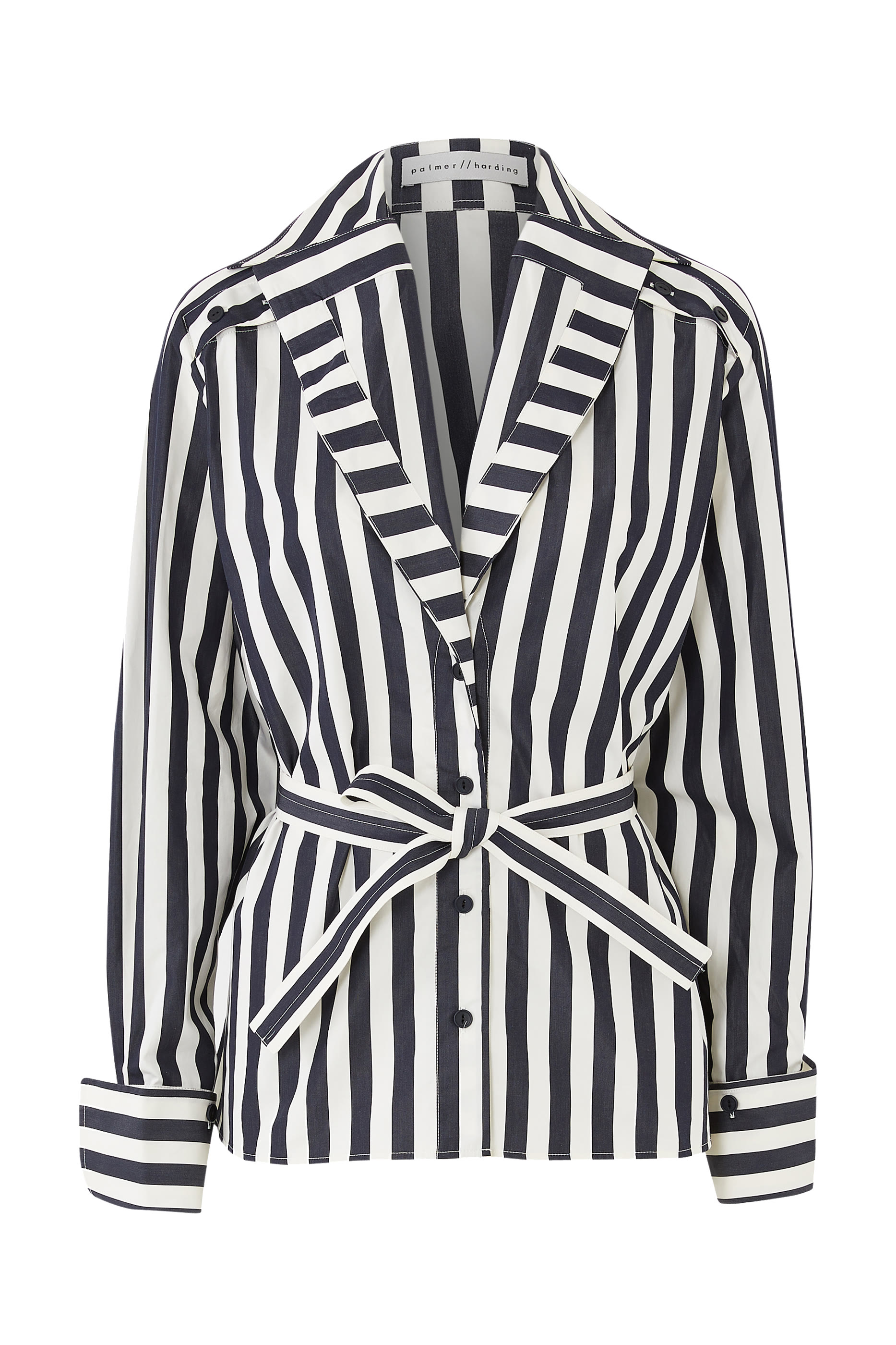 Reveal Belted Striped Shirt