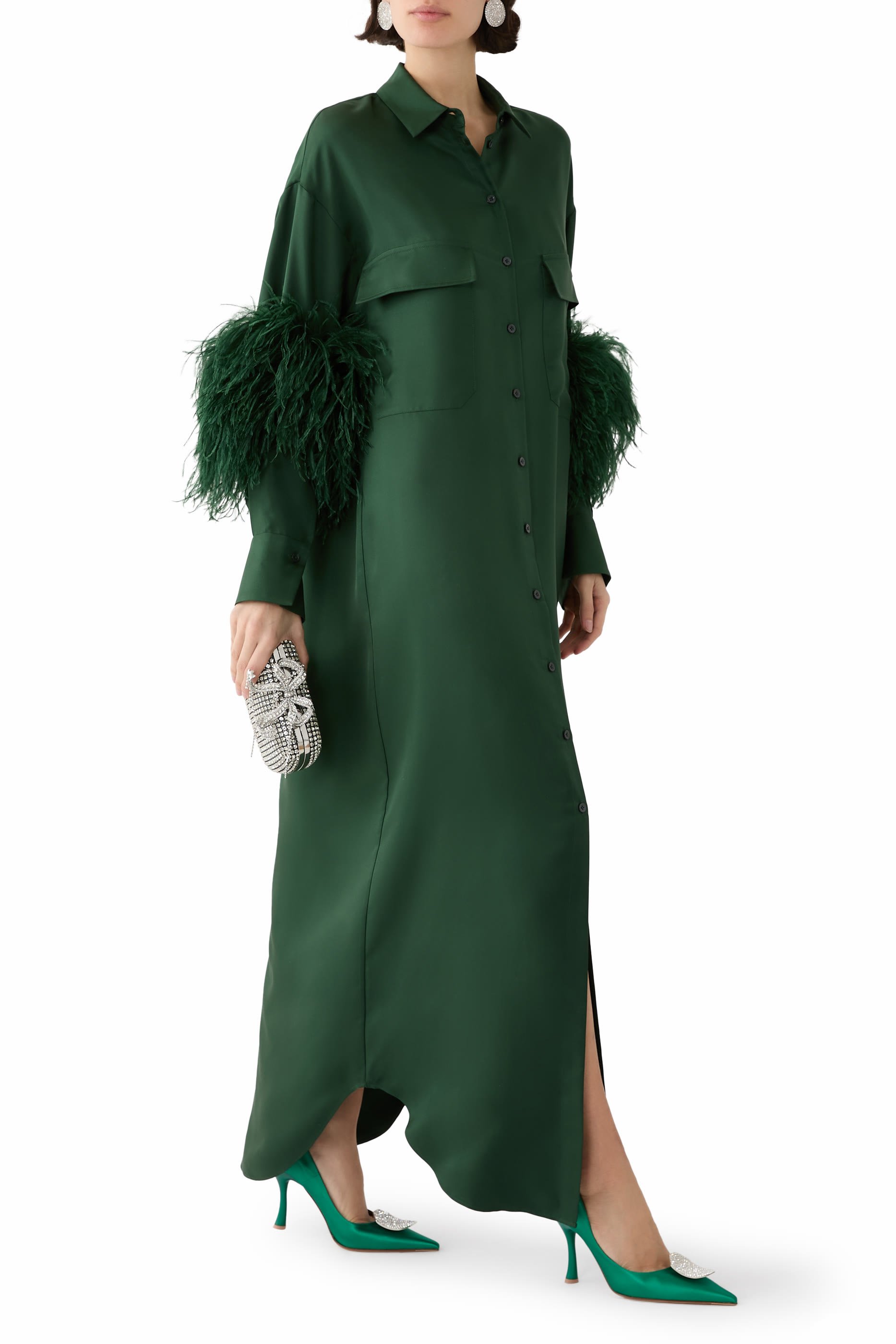 Bloomingdale's Exclusive Button Down Feathered Dress