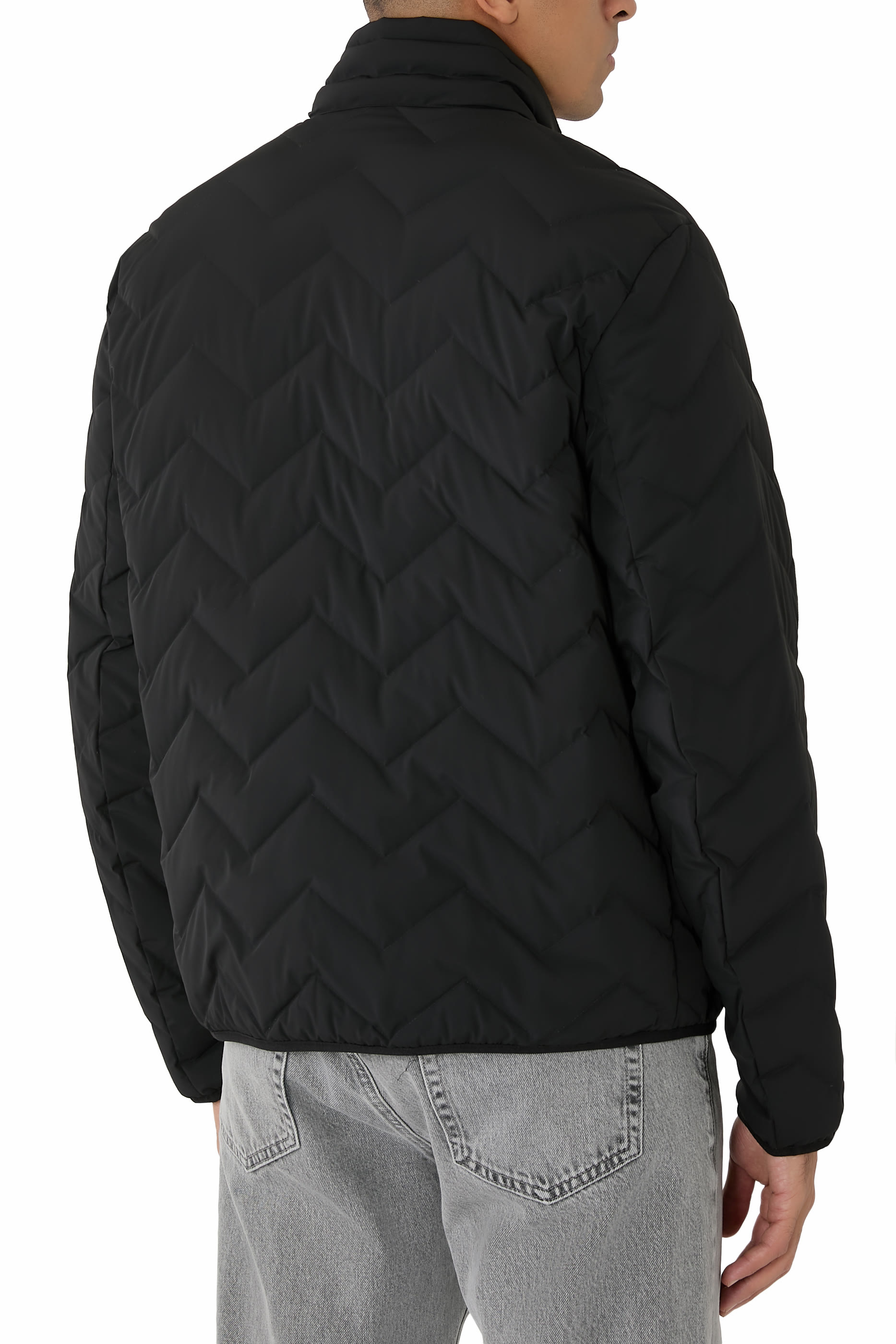 Water-Repellent Chevron Quilted Nylon Spandex Down Jacket