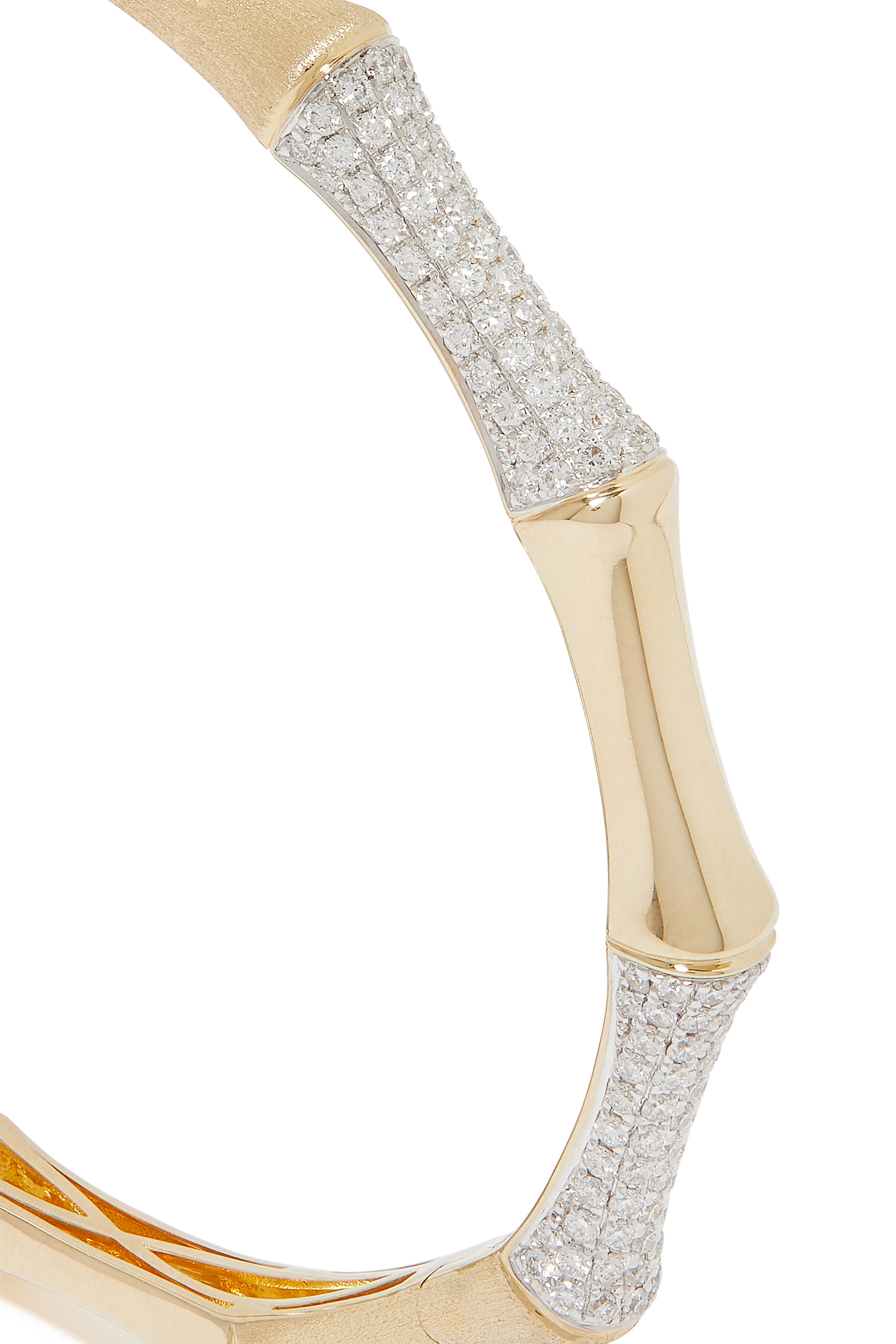 Bamboo Bangle, 14K Yellow Gold & Diamond