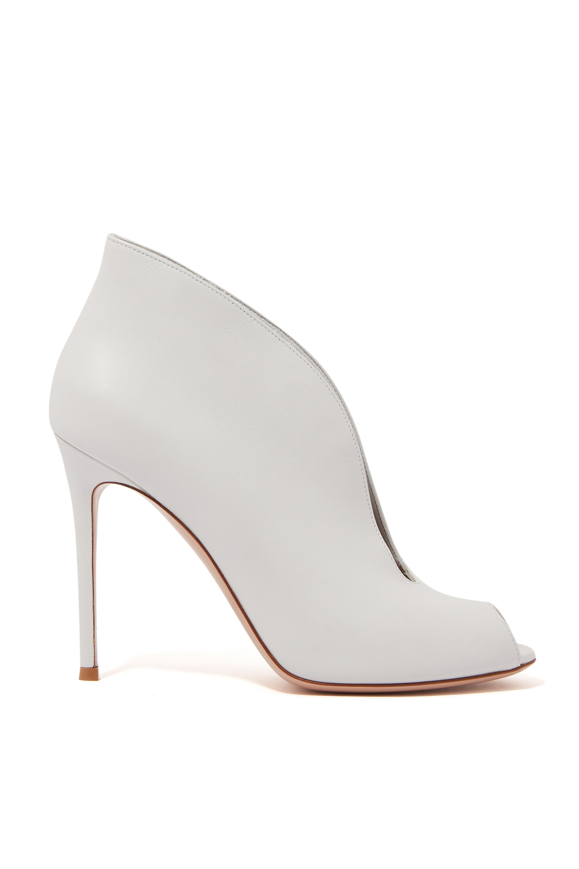 White Leather Vamp Booties