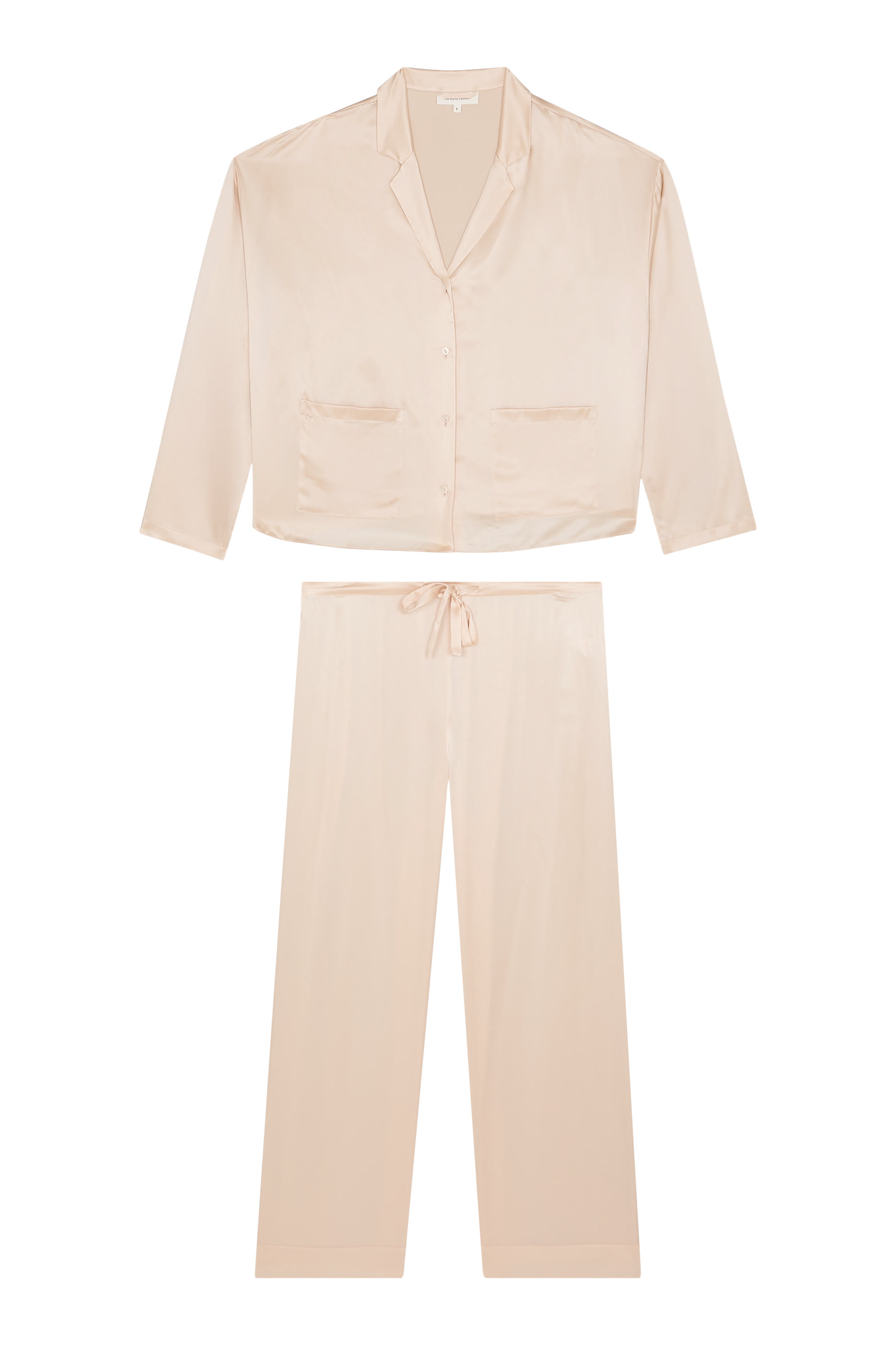  Silk Pocket Drop Shoulder Pajama Set 