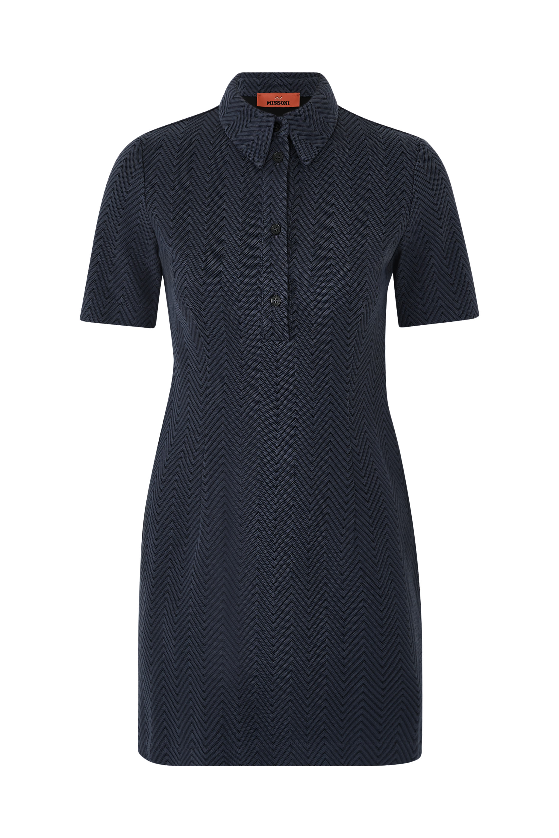 Zigzag Pattern Polo Mini Dress