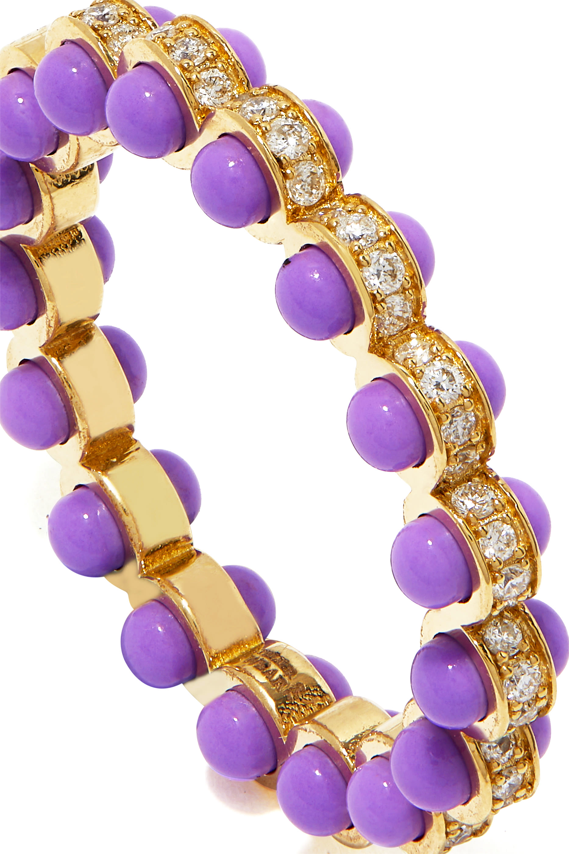 The Purple Atom Ring , 18K Yellow Gold with Diamonds