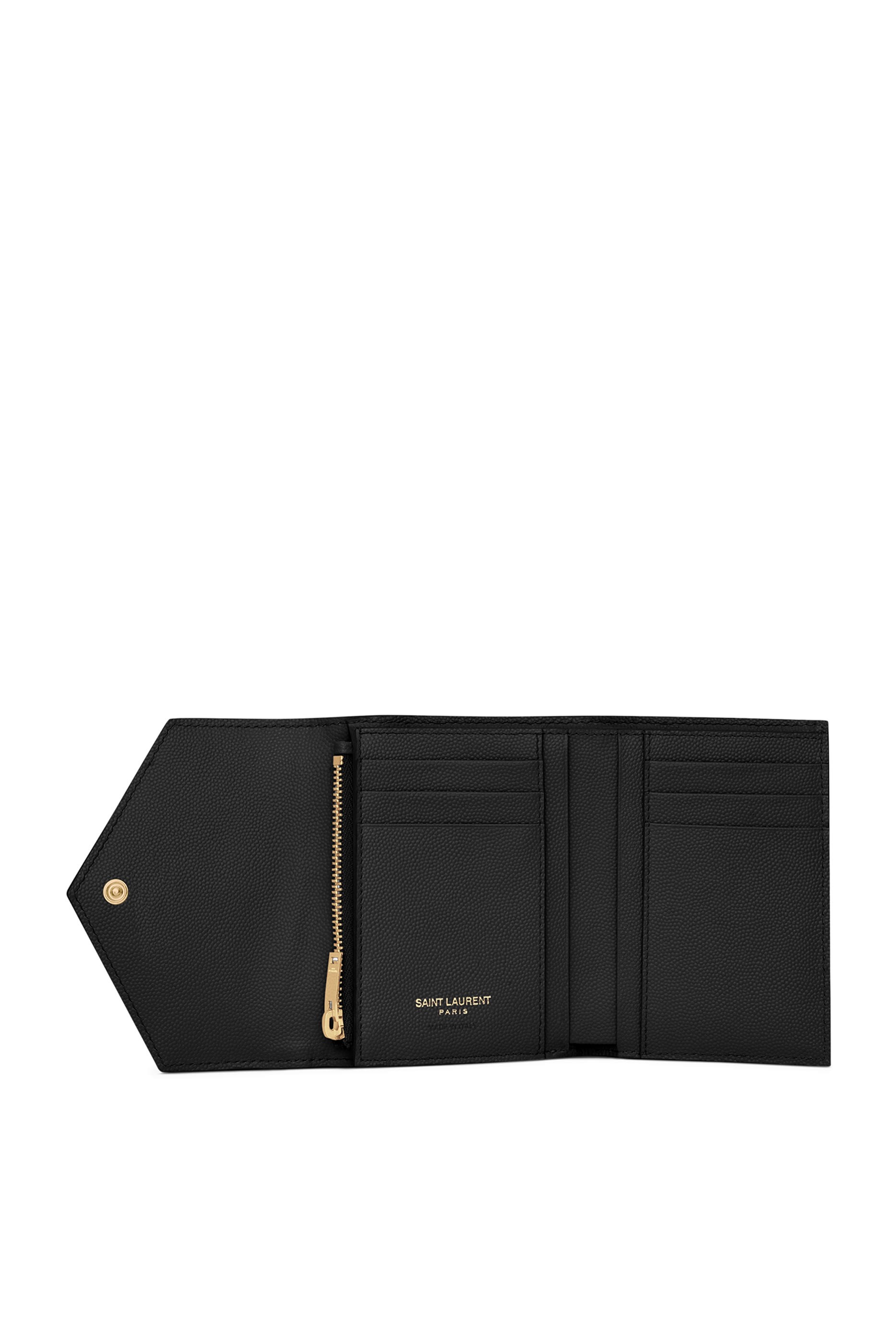  Cassandre Matelasse Compact Tri Fold Wallet in Grain De Poudre Leather