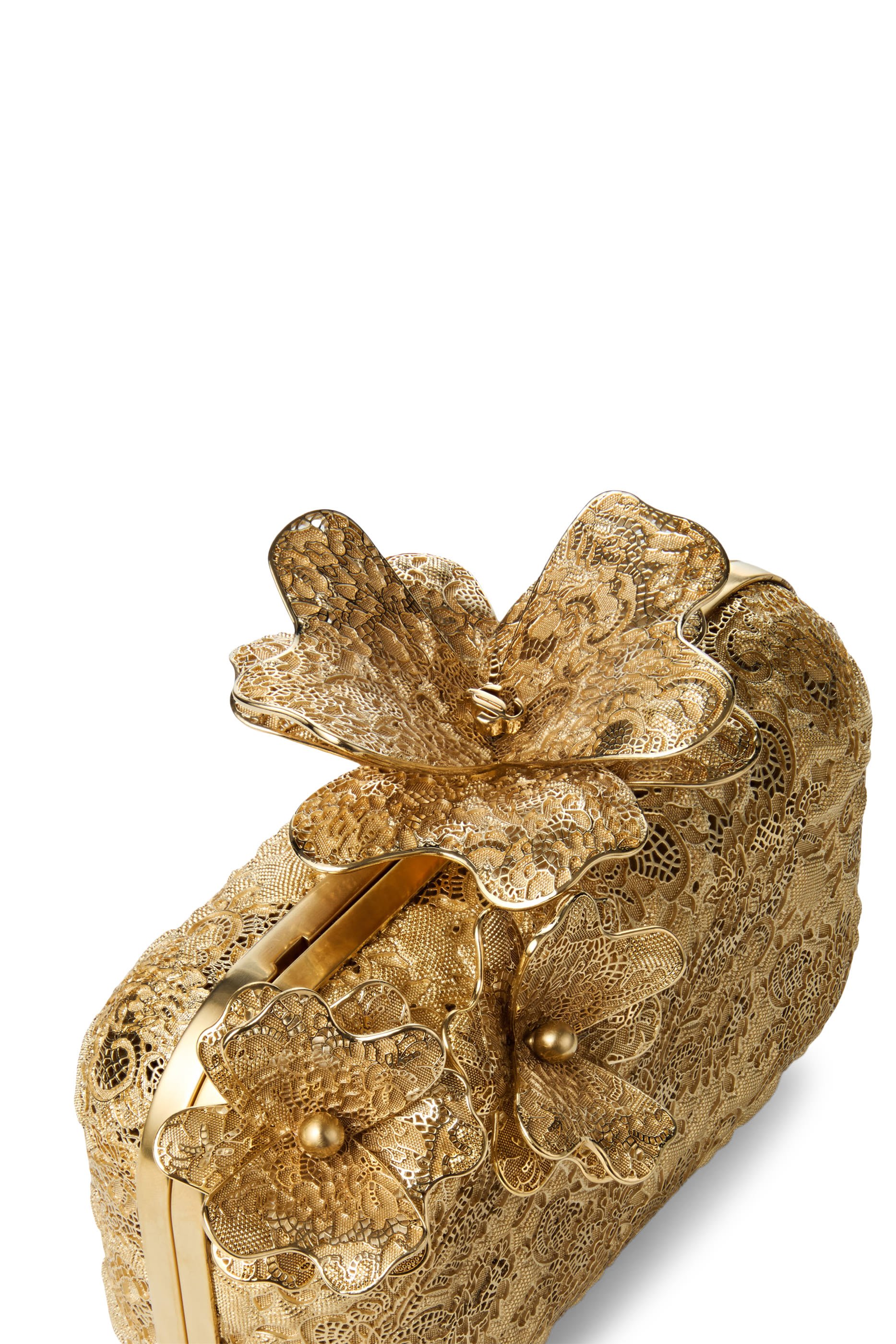 Metal Lace Clutch Bag with Corsage Clasp