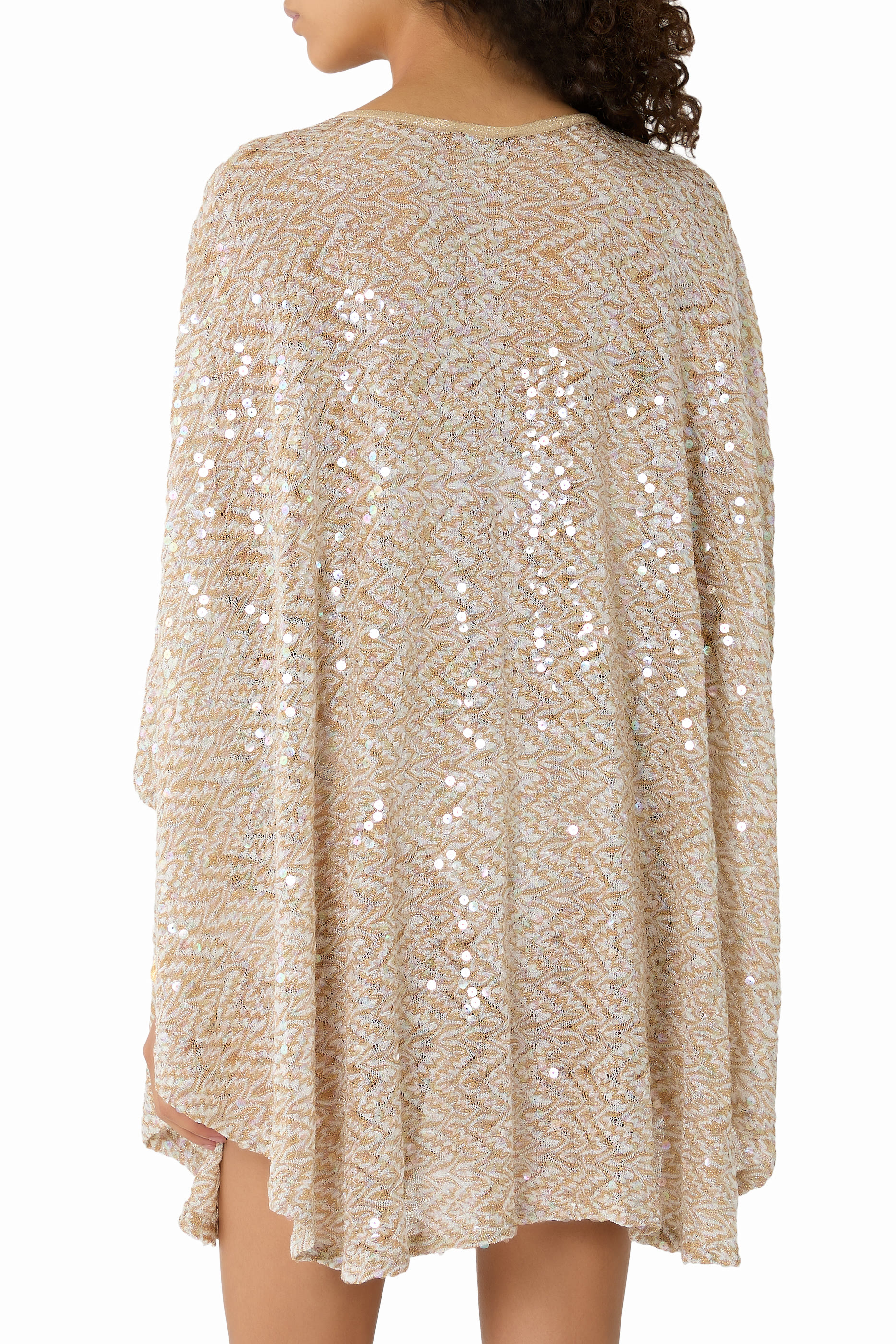 Zigzag Sequinned Short Kaftan Dress