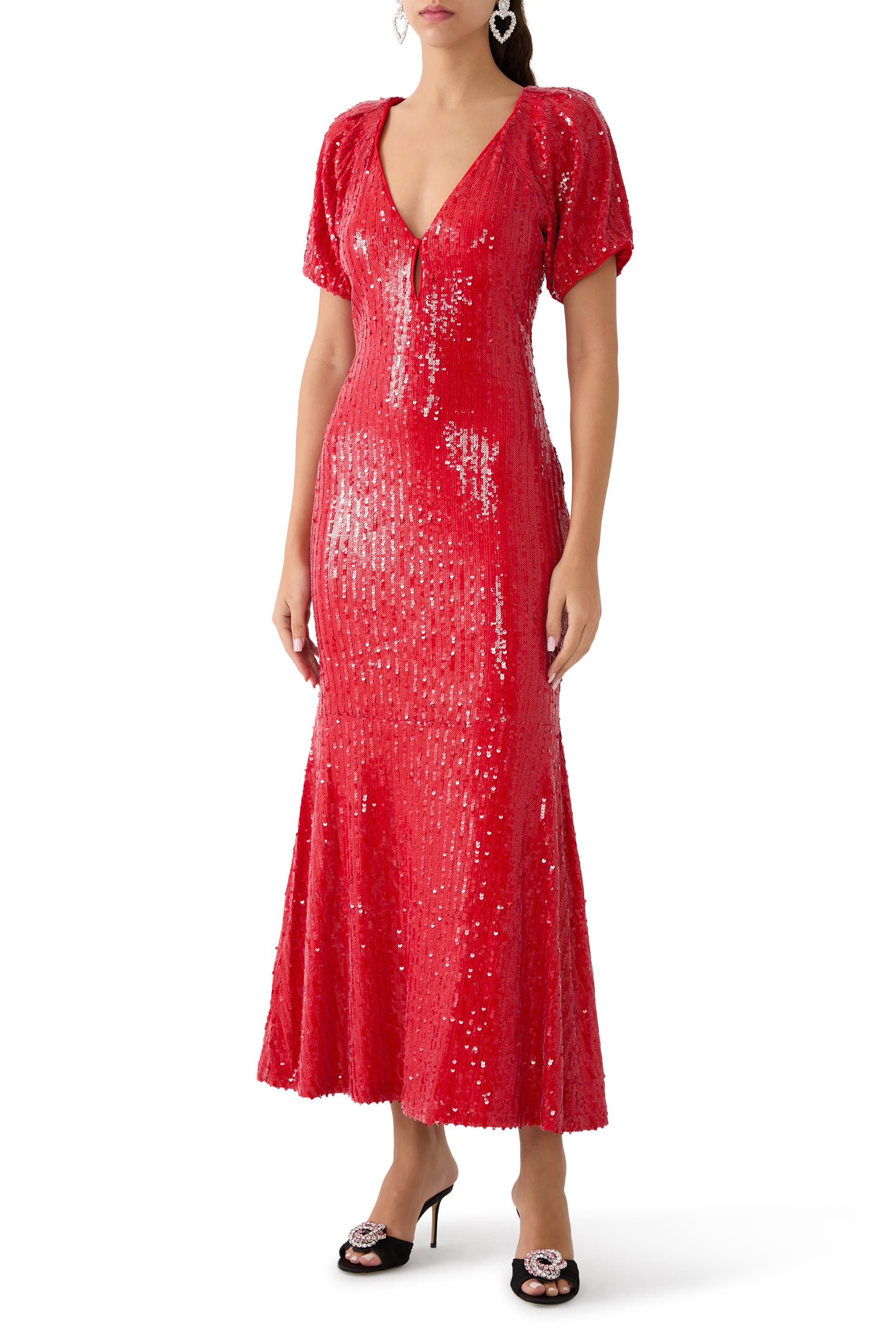 Sequins N-Neck Midi Dress