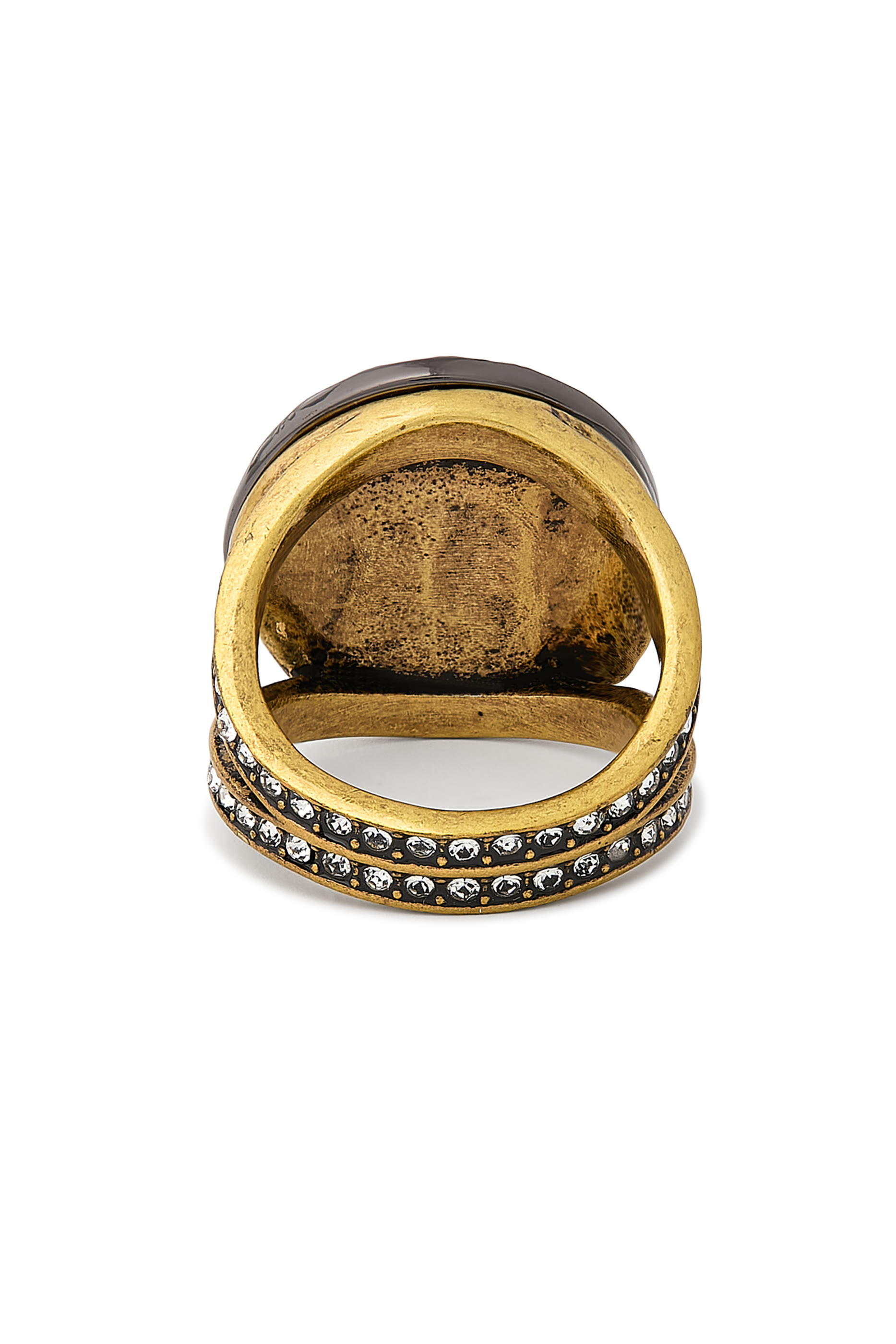 Small Octavia Ring, Brass & Glass, Cubic Zirconia