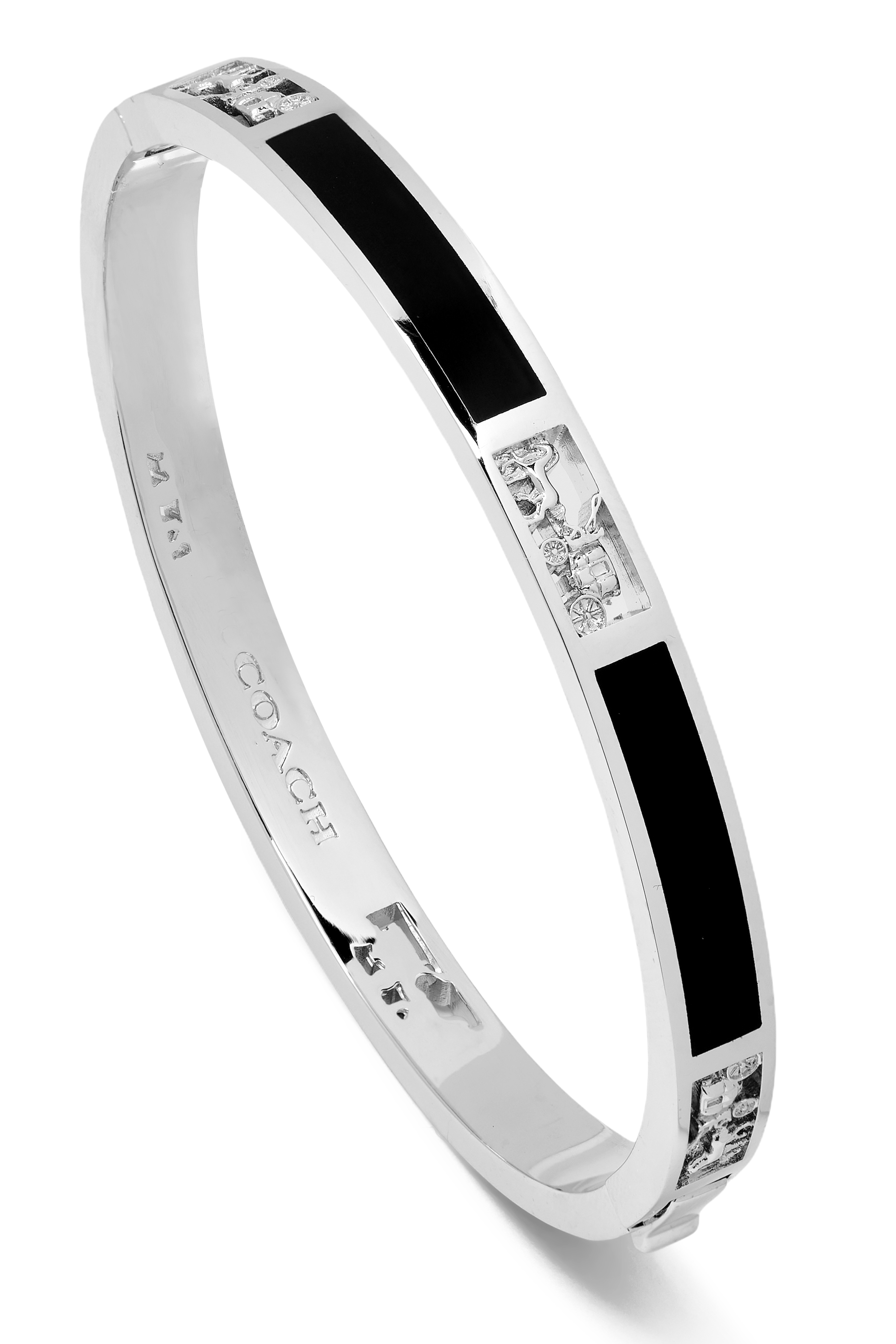 Signature Horse and Carriage Cut Out Bangle Bracelet, Brass & Enamel