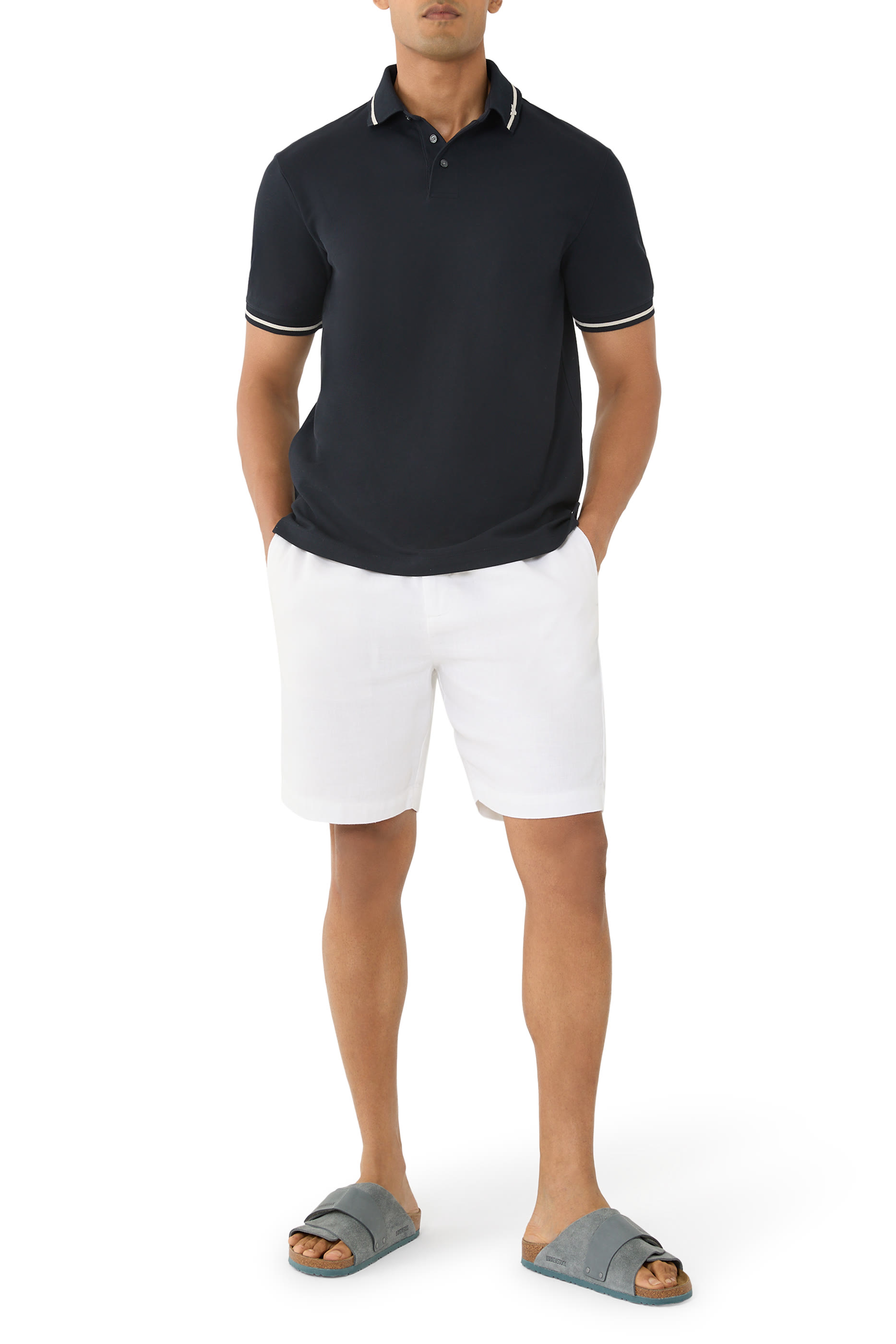 Piqué Polo Shirt with Micro Eagle Embroidery and Trim