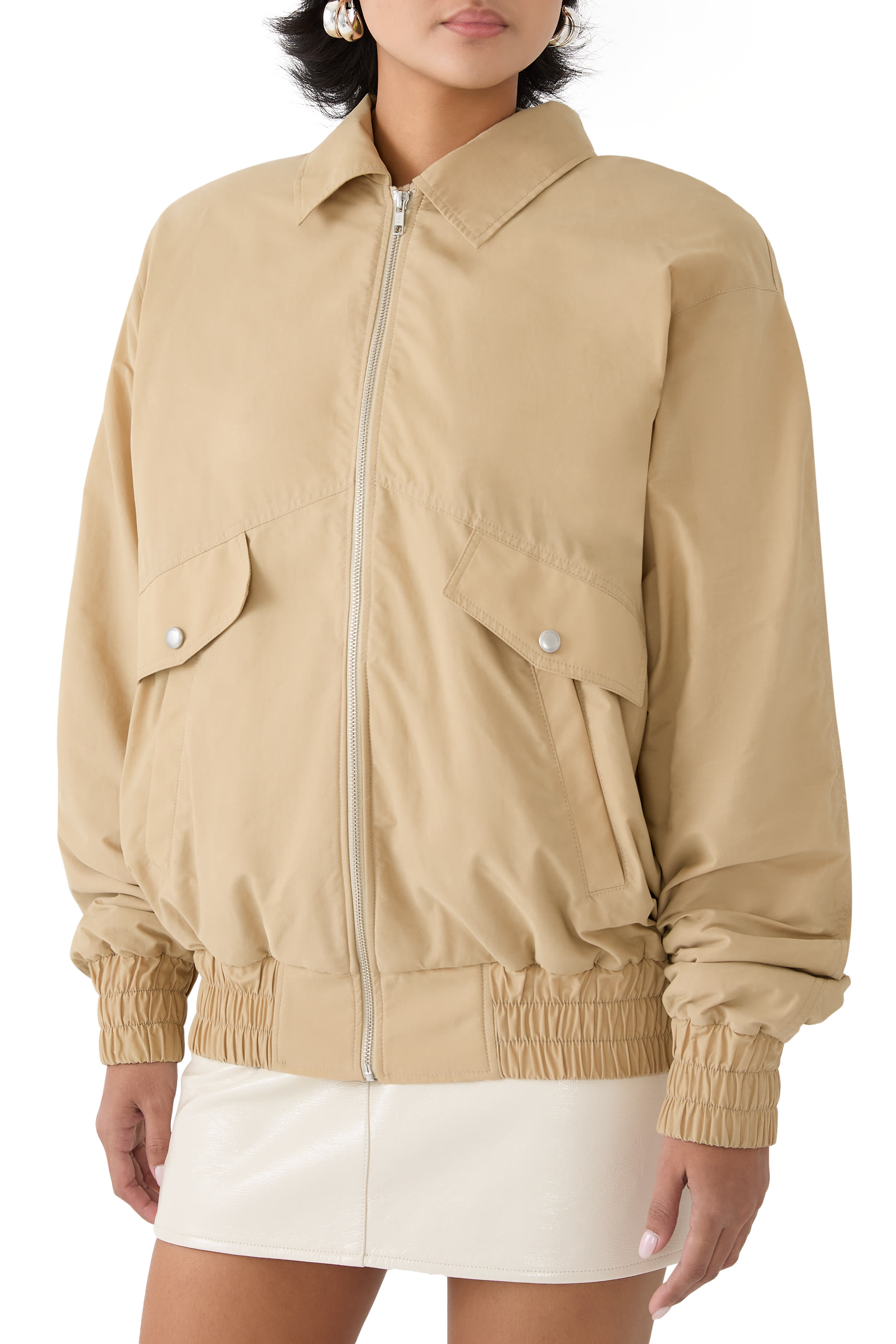 Oversized Technical Cotton Bomber Jacket
