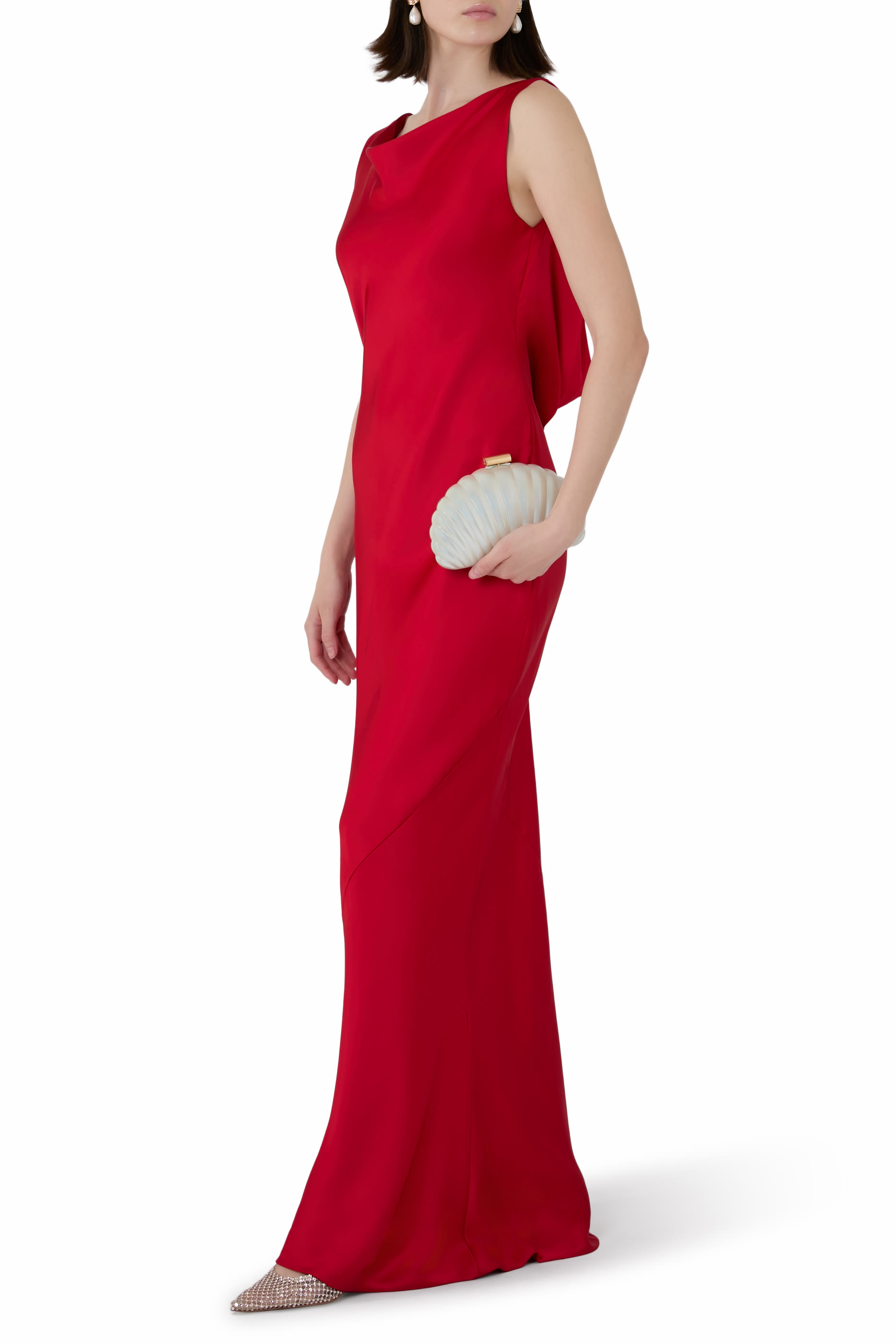 Sleeveless Low-Back Drape Gown