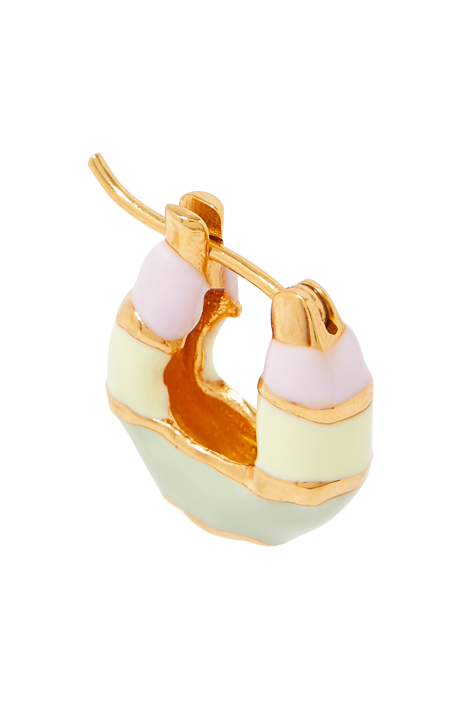 Wave Striped Earrings, 18k Gold-Plated Brass