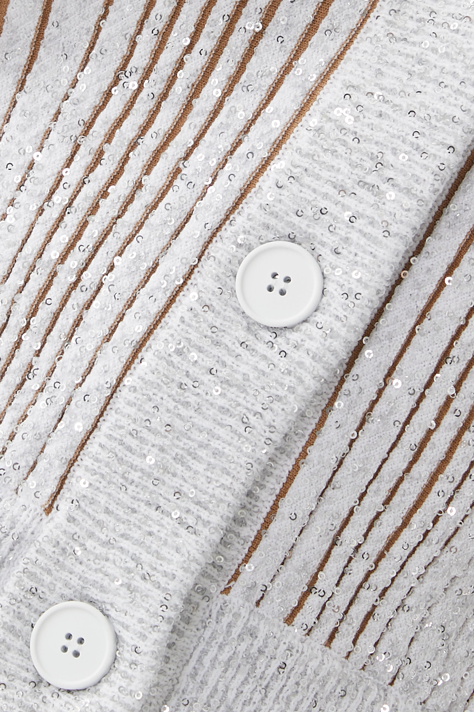 Partialized Knit Sequinned Long Sleeve Buttoned Cardigan