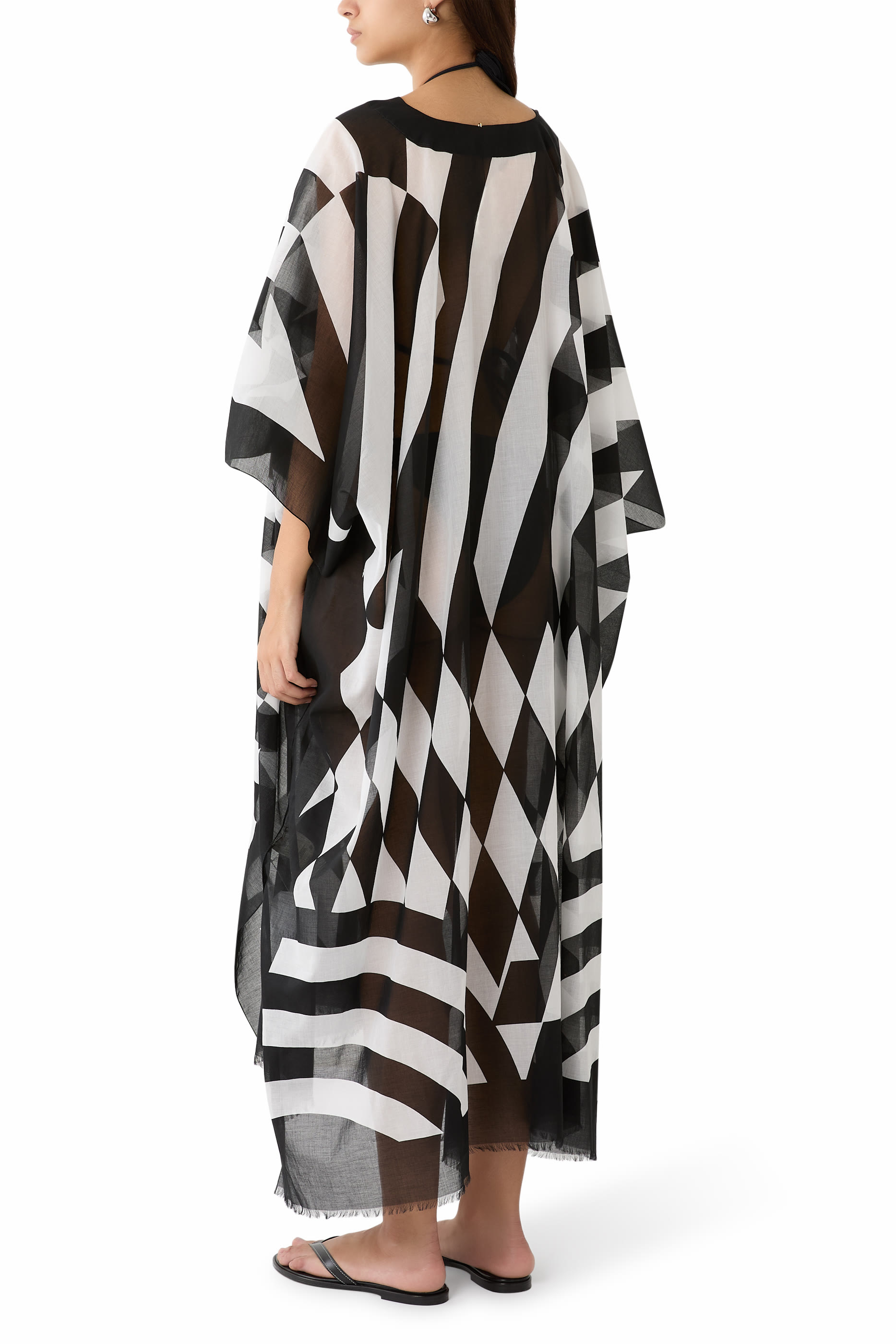 Fringed Hems Printed Kaftan