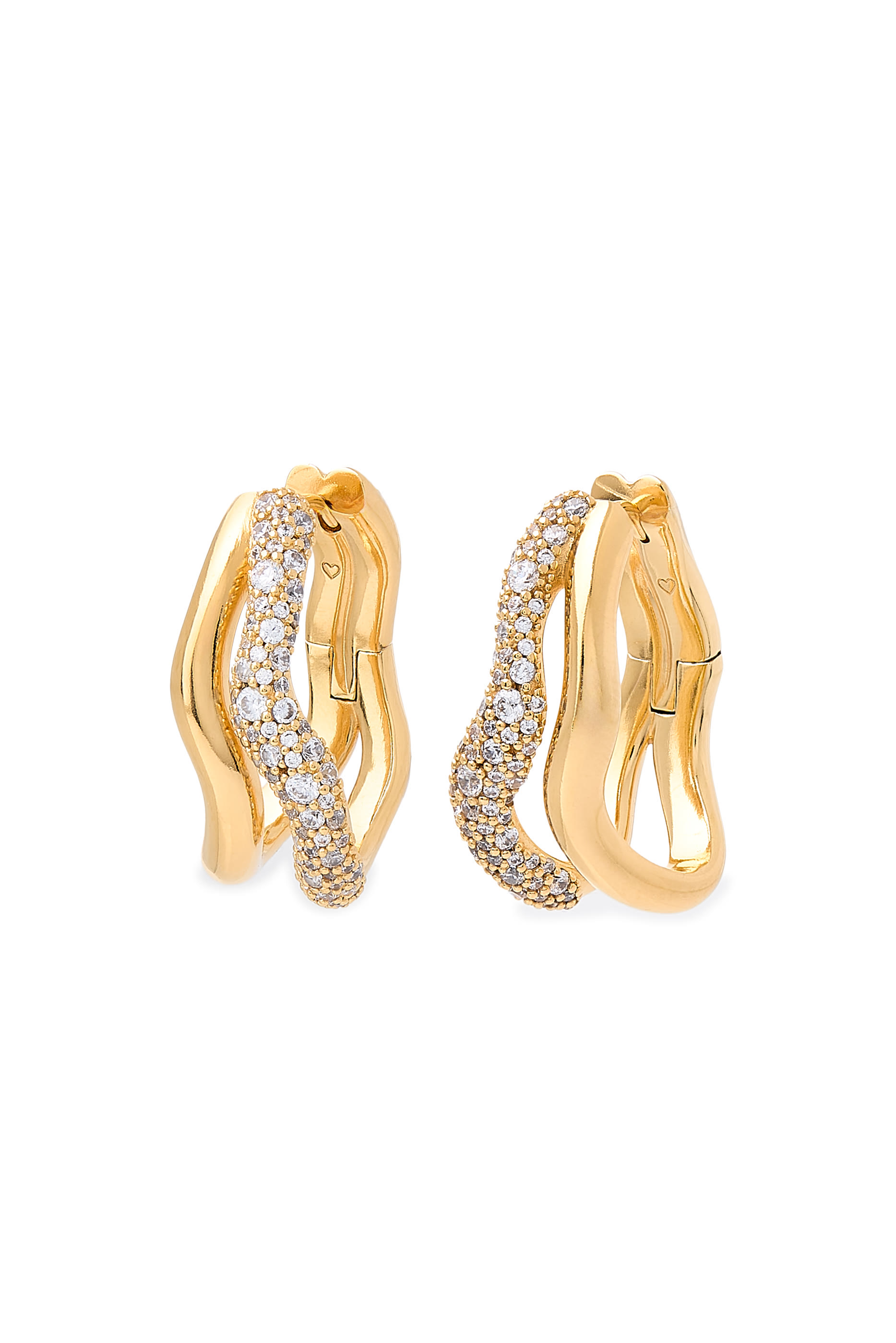  Molten Snow Double Medium Hoop Earrings