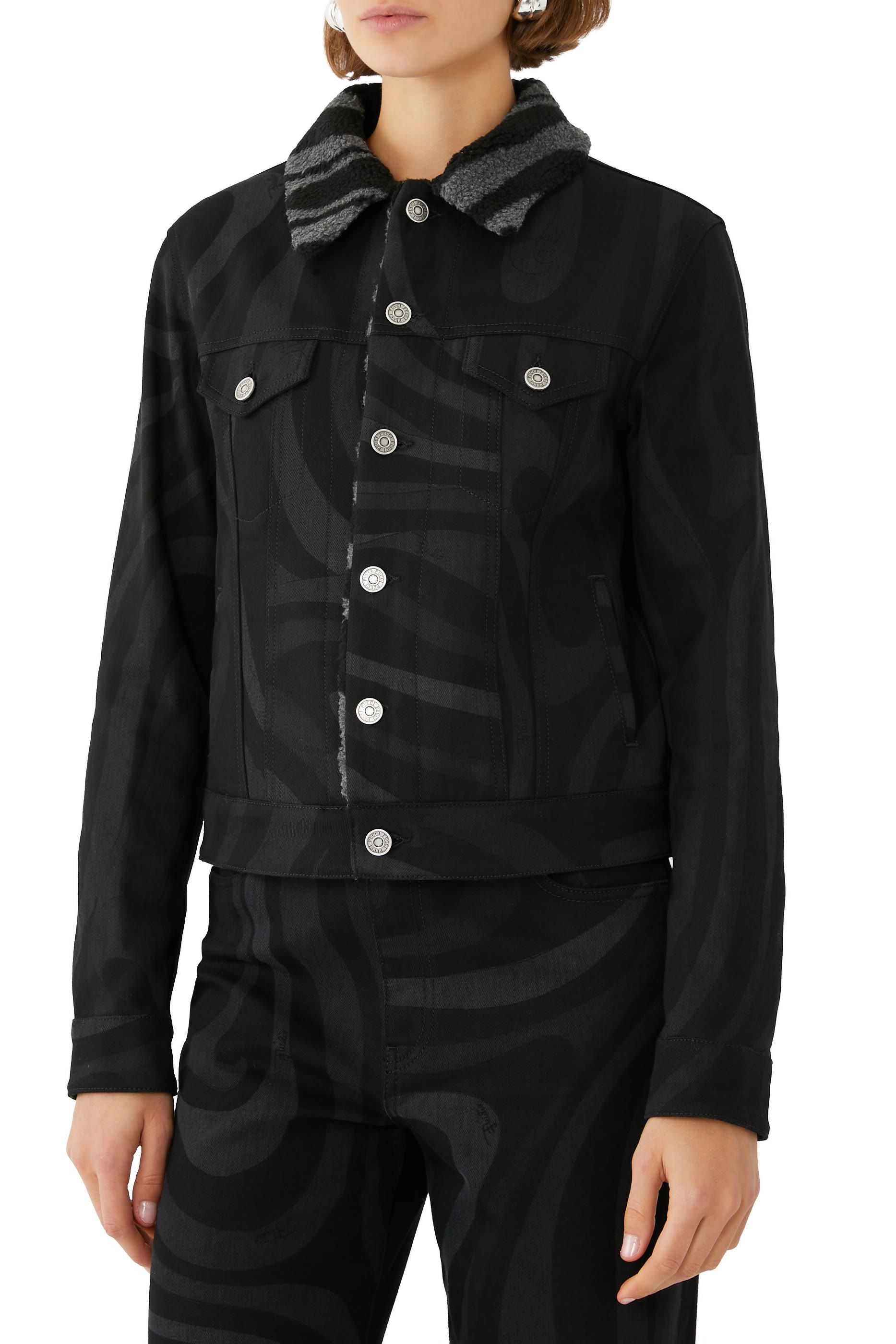 Marmo-Print Denim Jacket