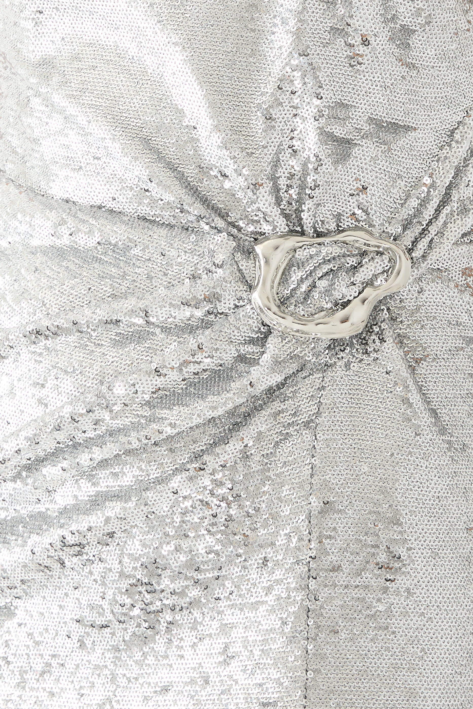 Strapless Sequin Buckle Gown