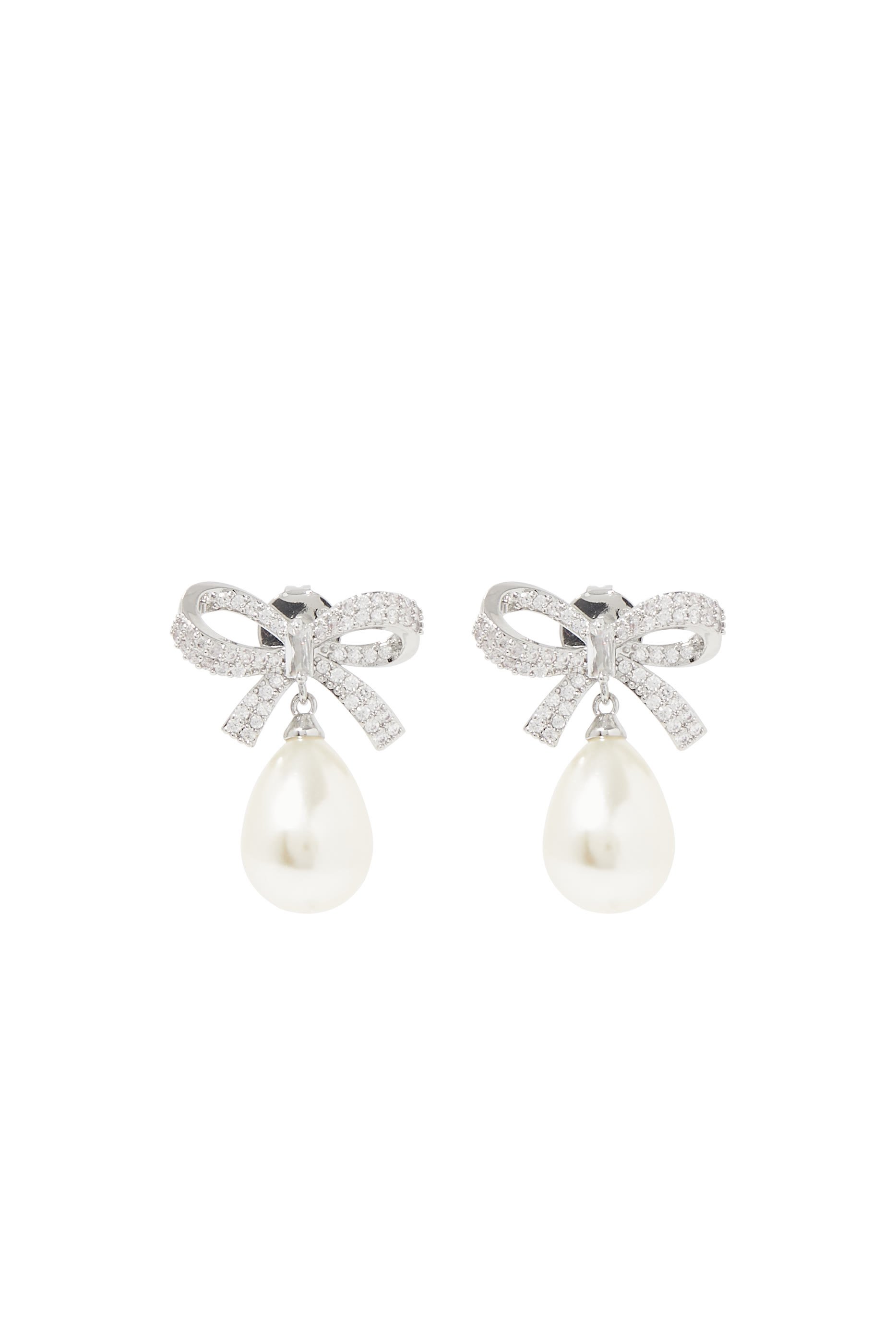 Bow Pearl Earrings, Sterling Silver & Pearl