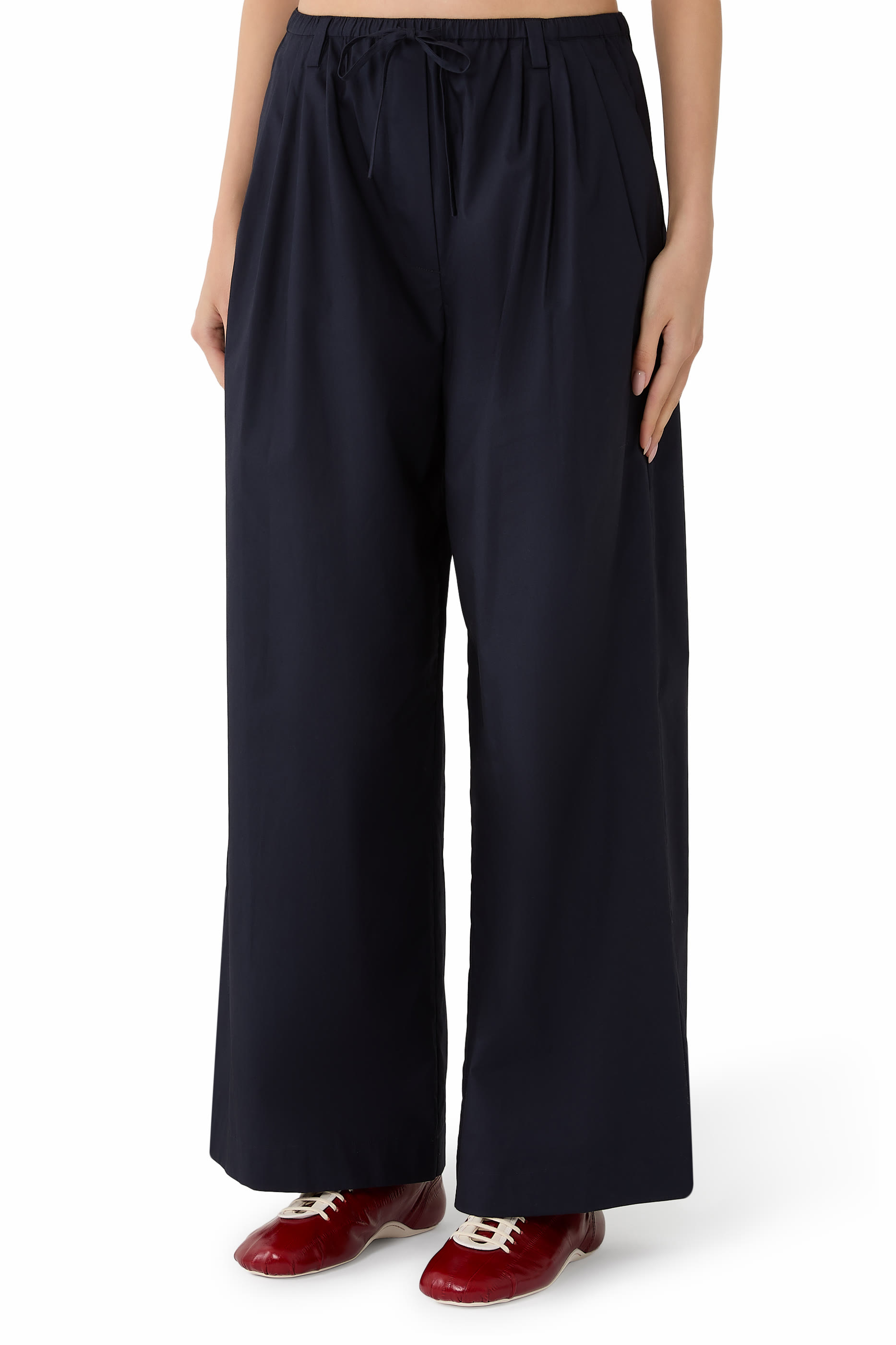 Drawstring Wide-Leg Trousers