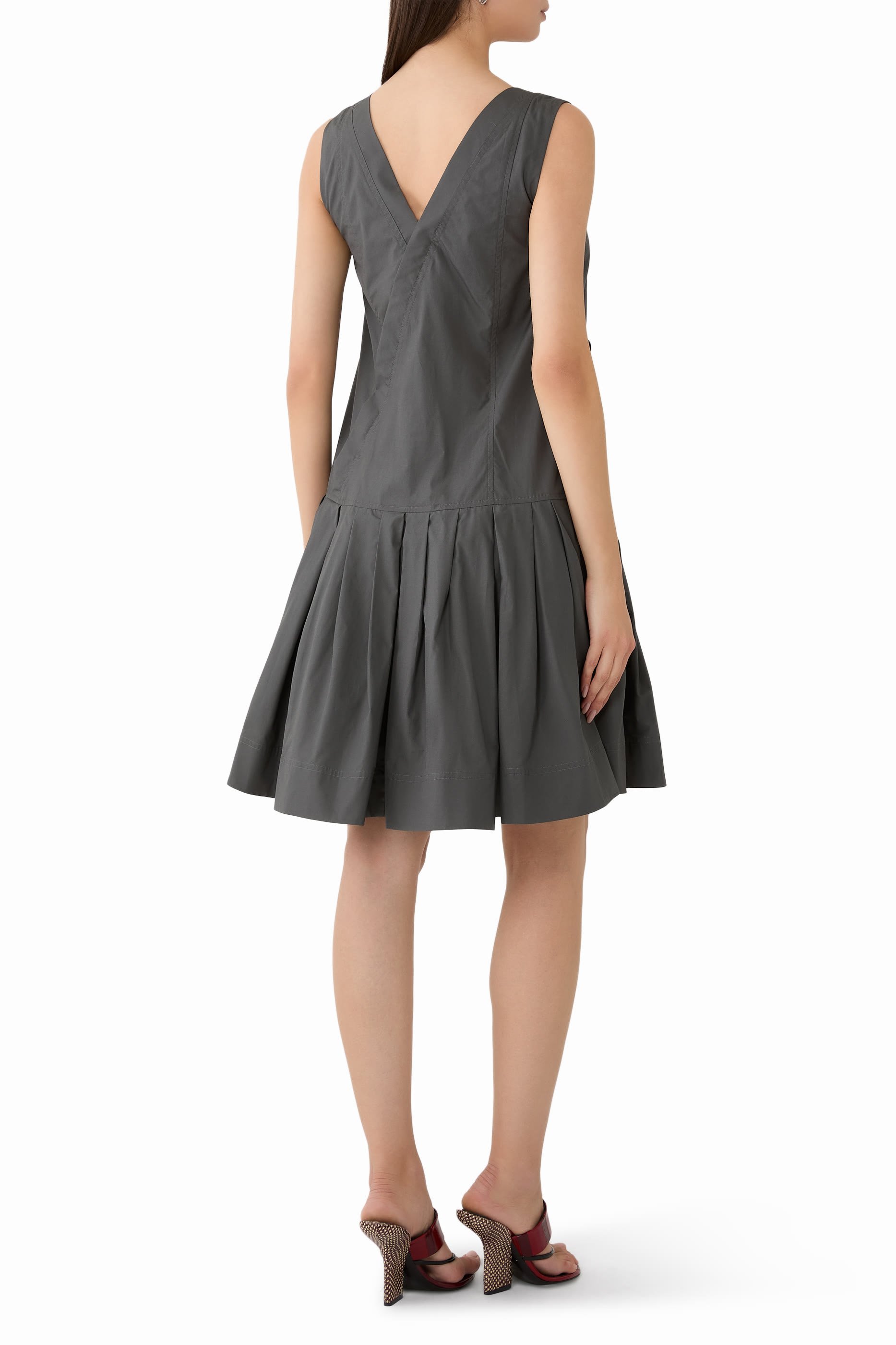 Draped Tank Dress With Floral Appliqu&eacute; 