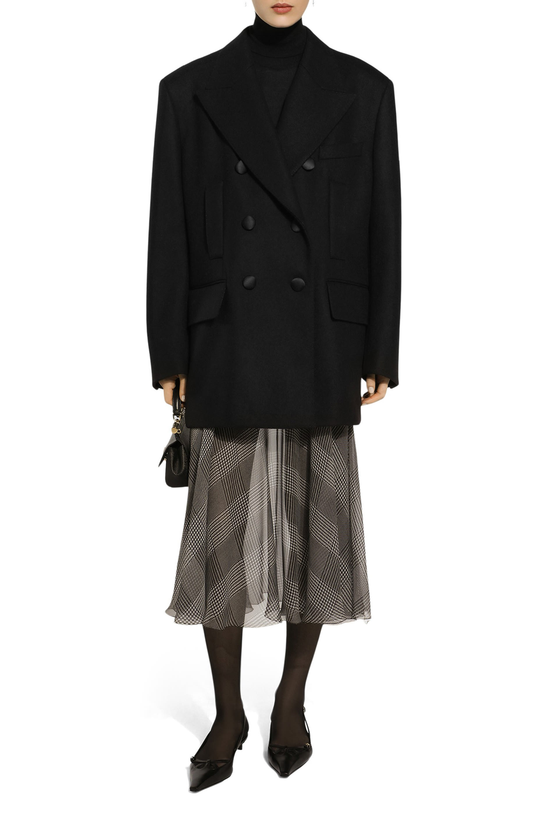 Glen Plaid Silk Chiffon Circle Skirt