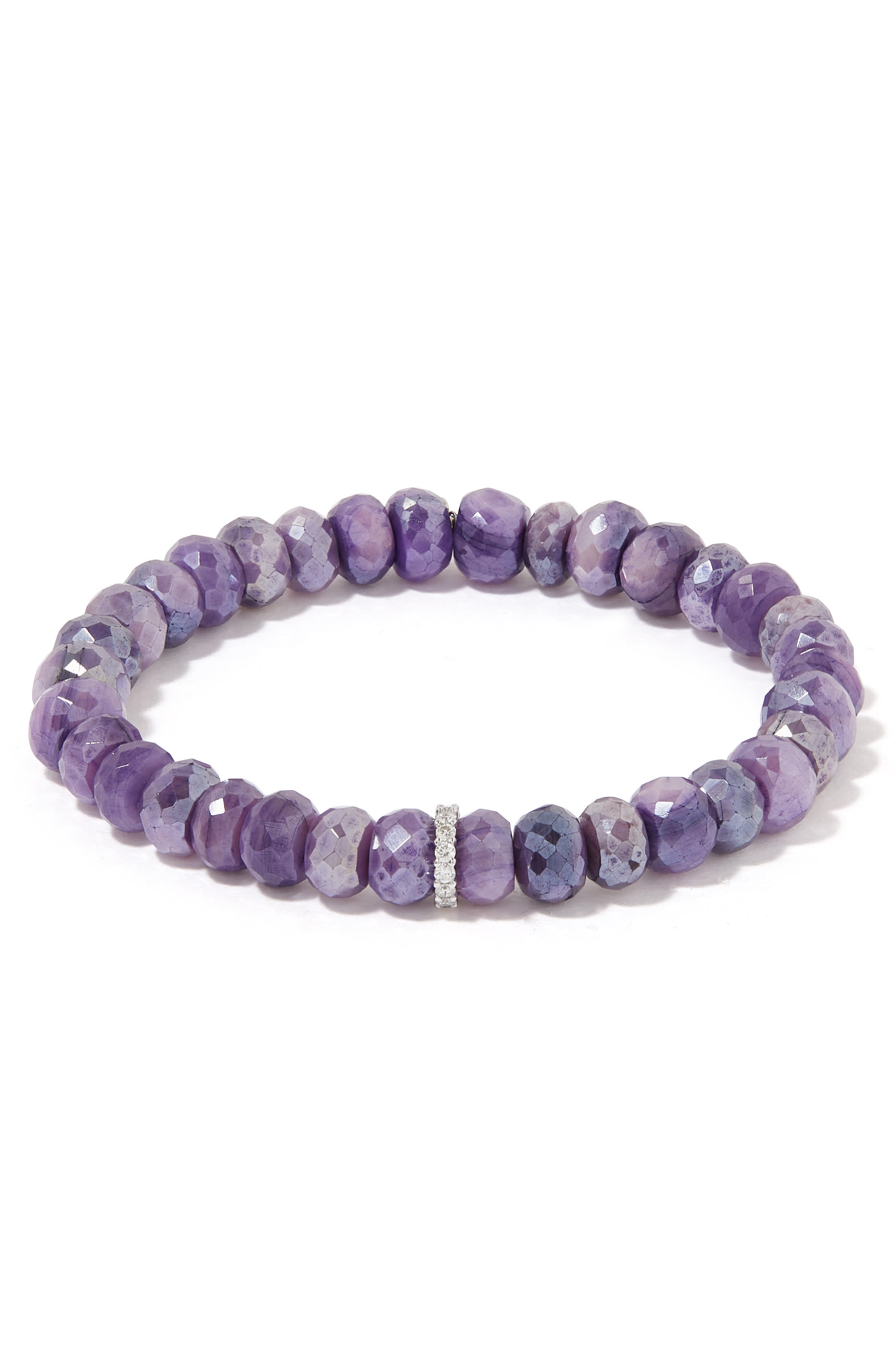 Small Cocktail Eternity Bracelet, 14K White Gold with Purple Moonstone & Diamonds