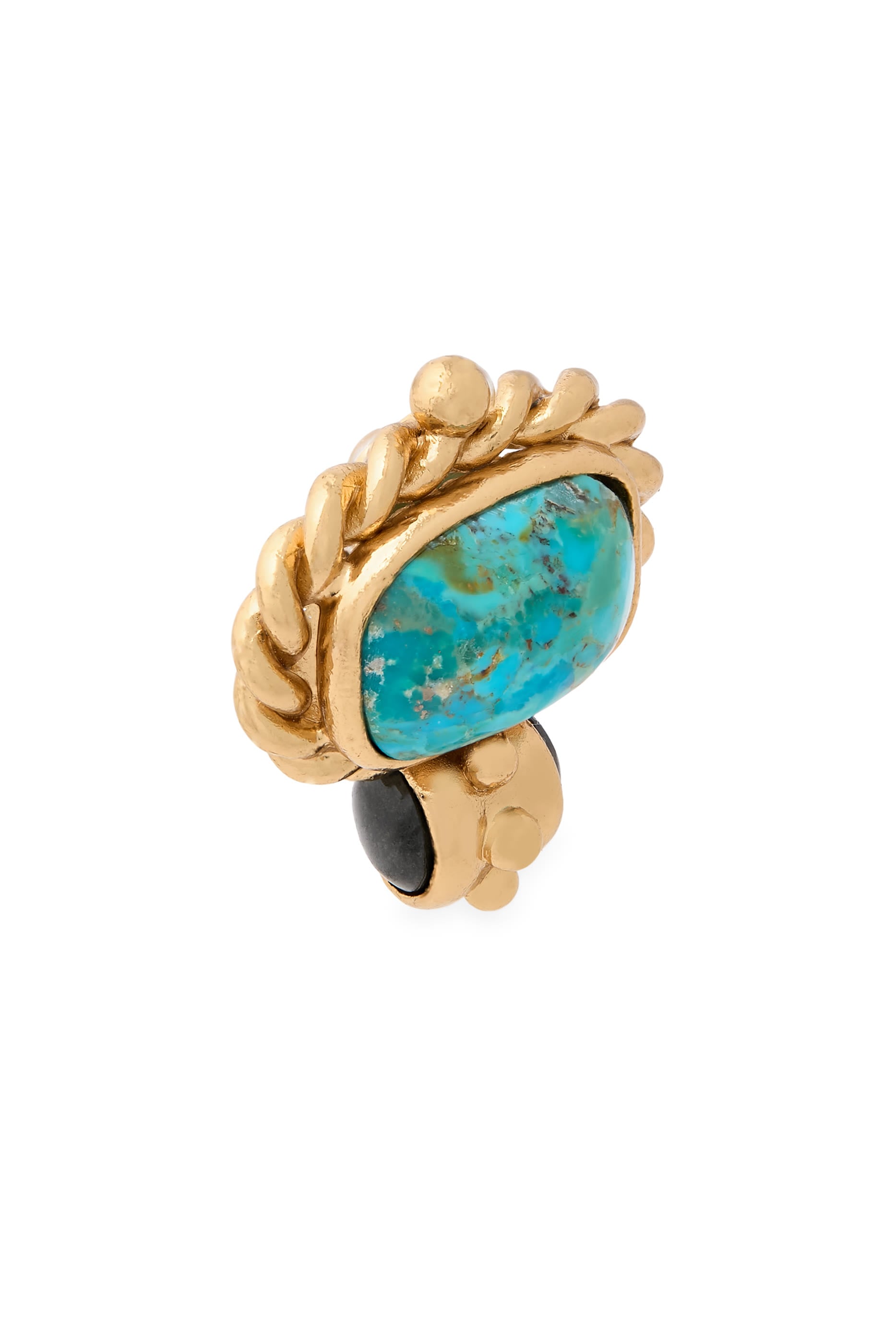 Amarante Earrings, Gold-Plated Brass & Cabochon Gemstones