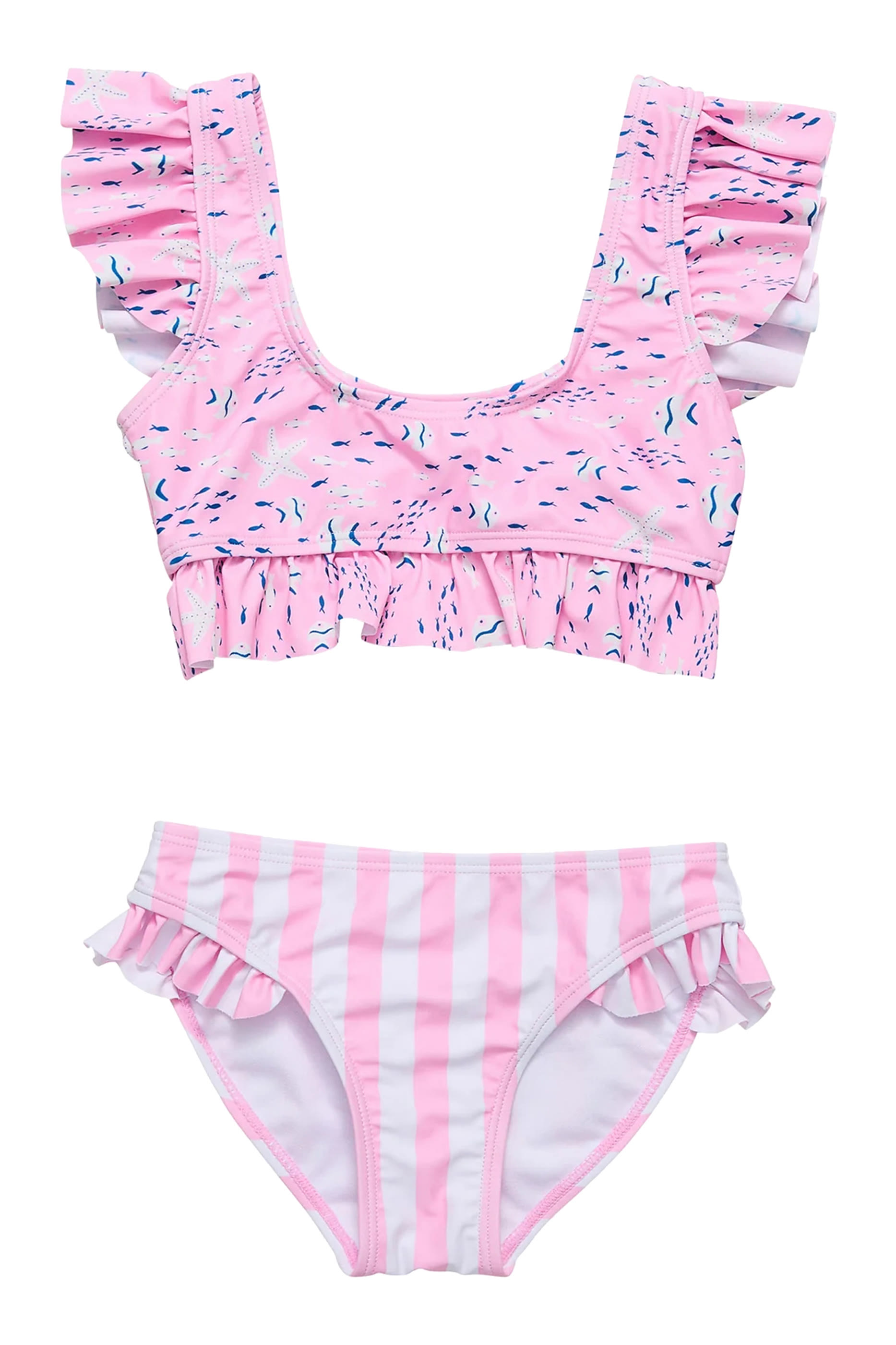 Kids Sea Frilled Crop Bikini Set