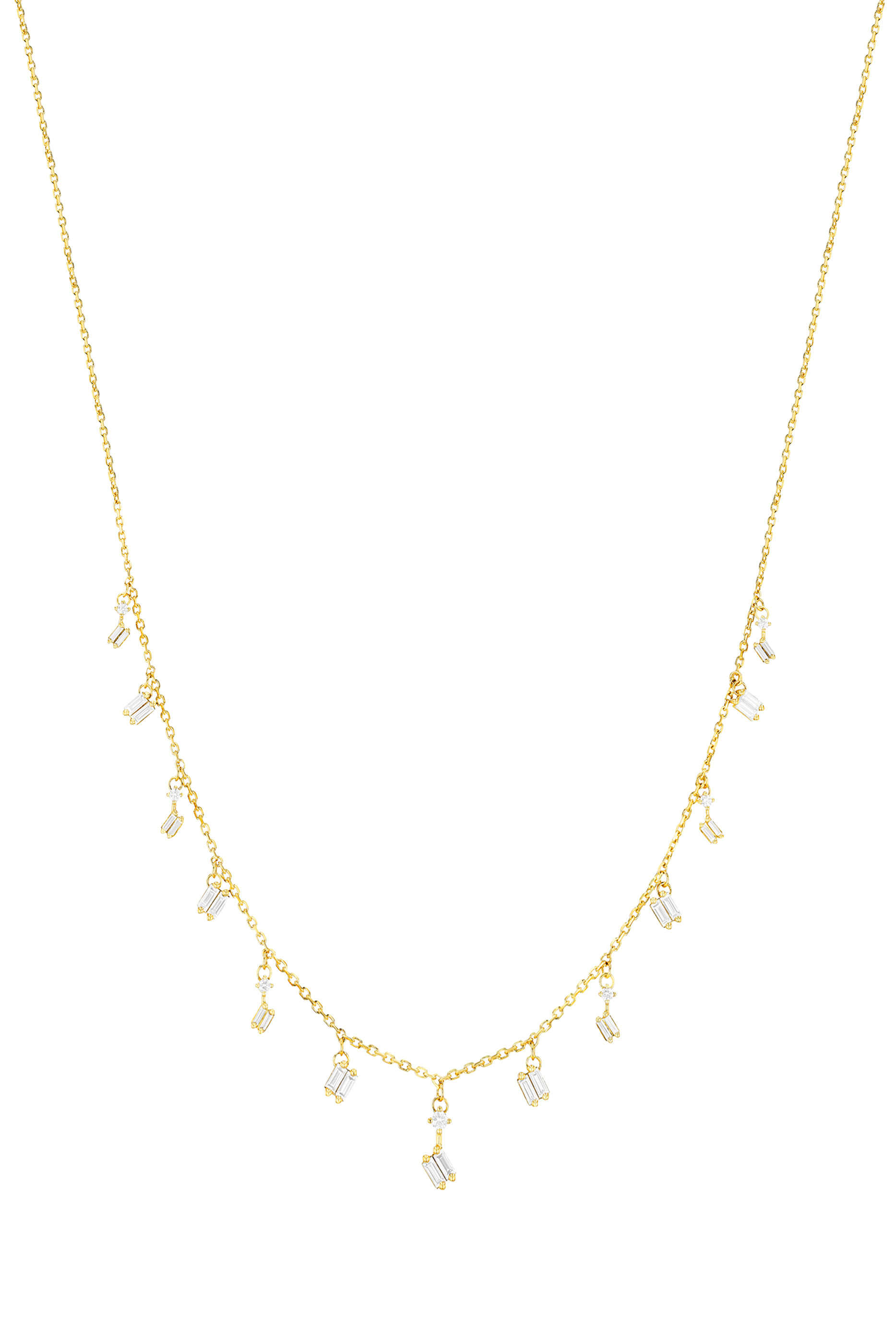 Fireworks Diamond Baguette Cascading Necklace