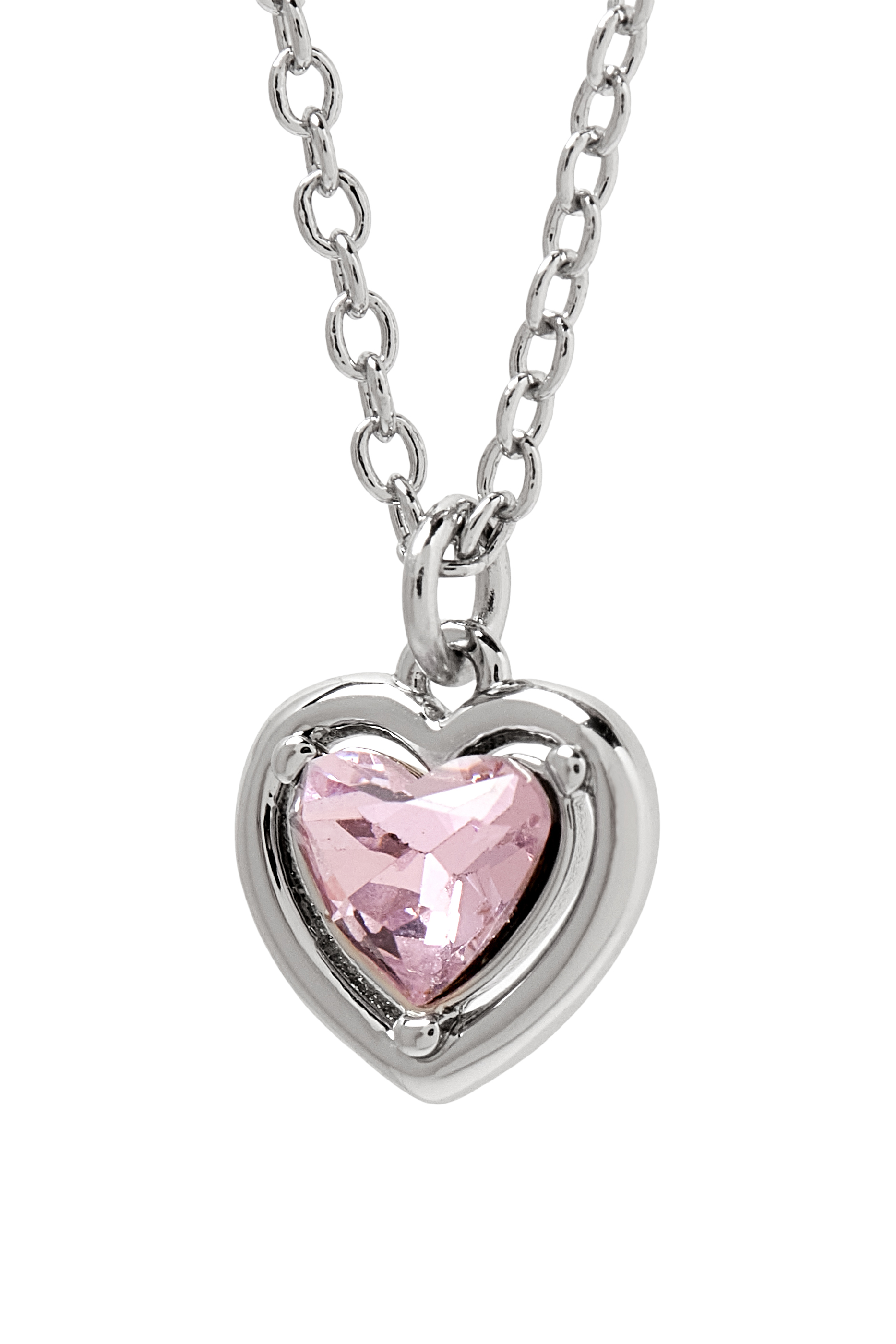 Halo Stone Heart Pendant Necklace, Brass & Glass Crystal